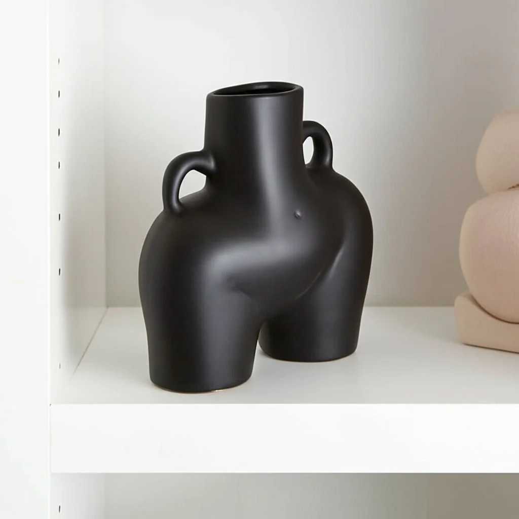 Cer, 6" Half Body Vase, Black - Image 10