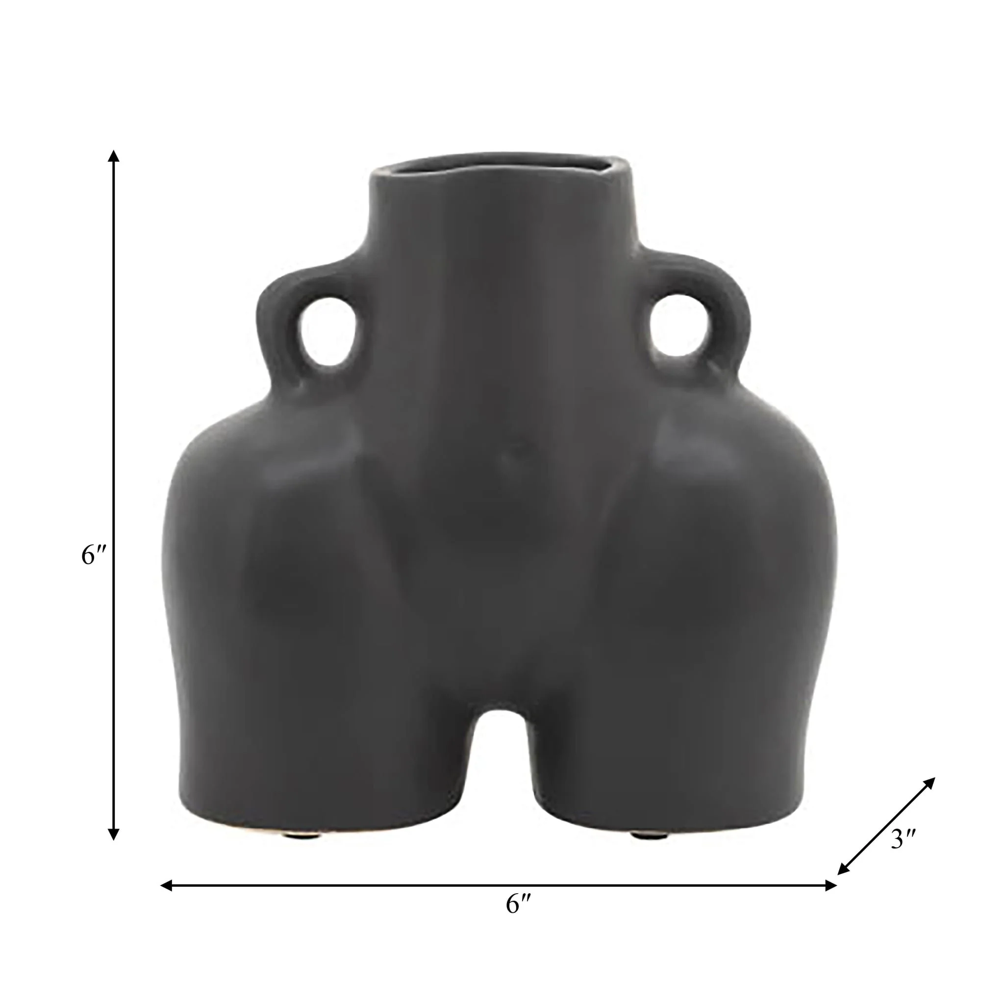Cer, 6" Half Body Vase, Black - Image 8