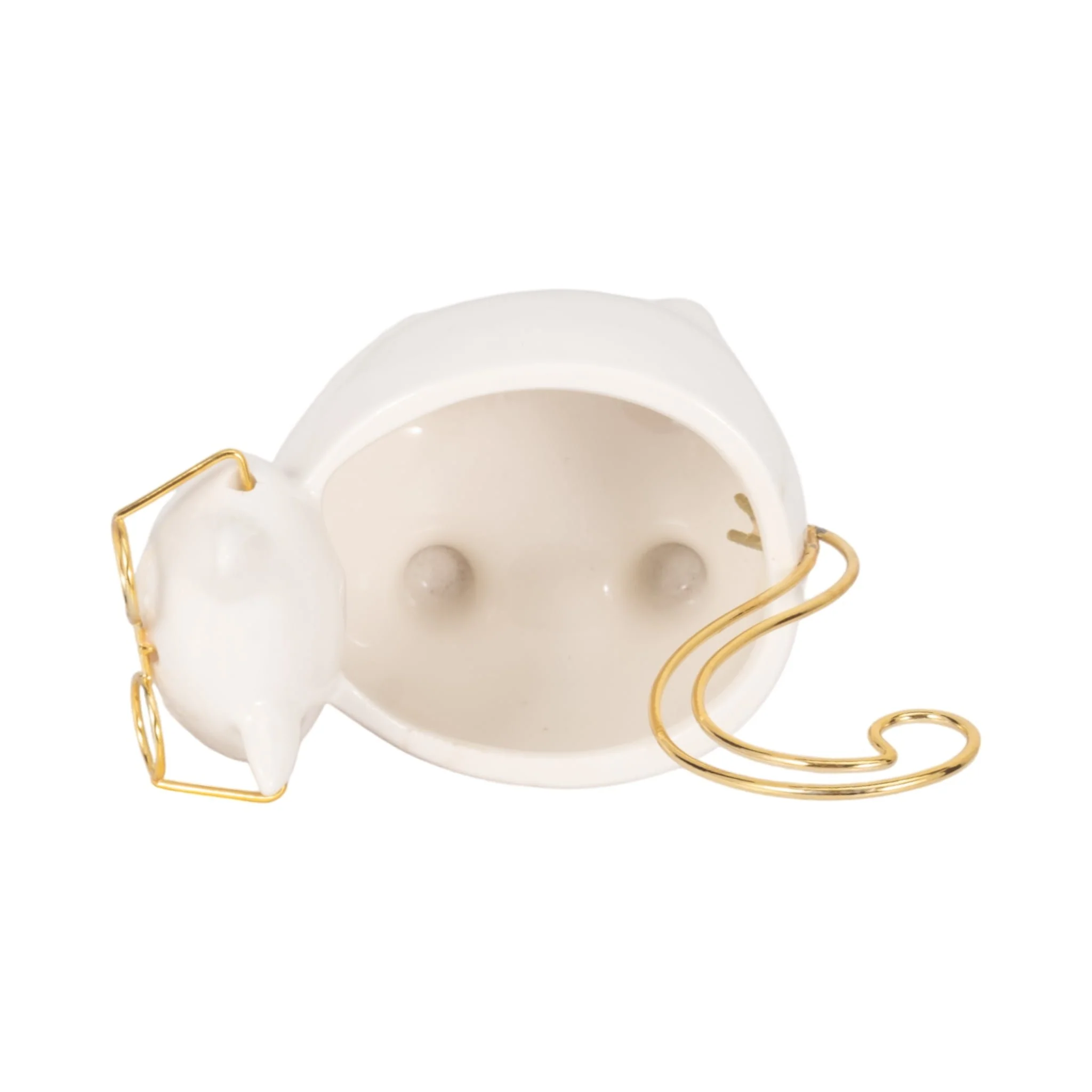 Cer, 6" Kitty Trinket Dish, White/gold - Image 7