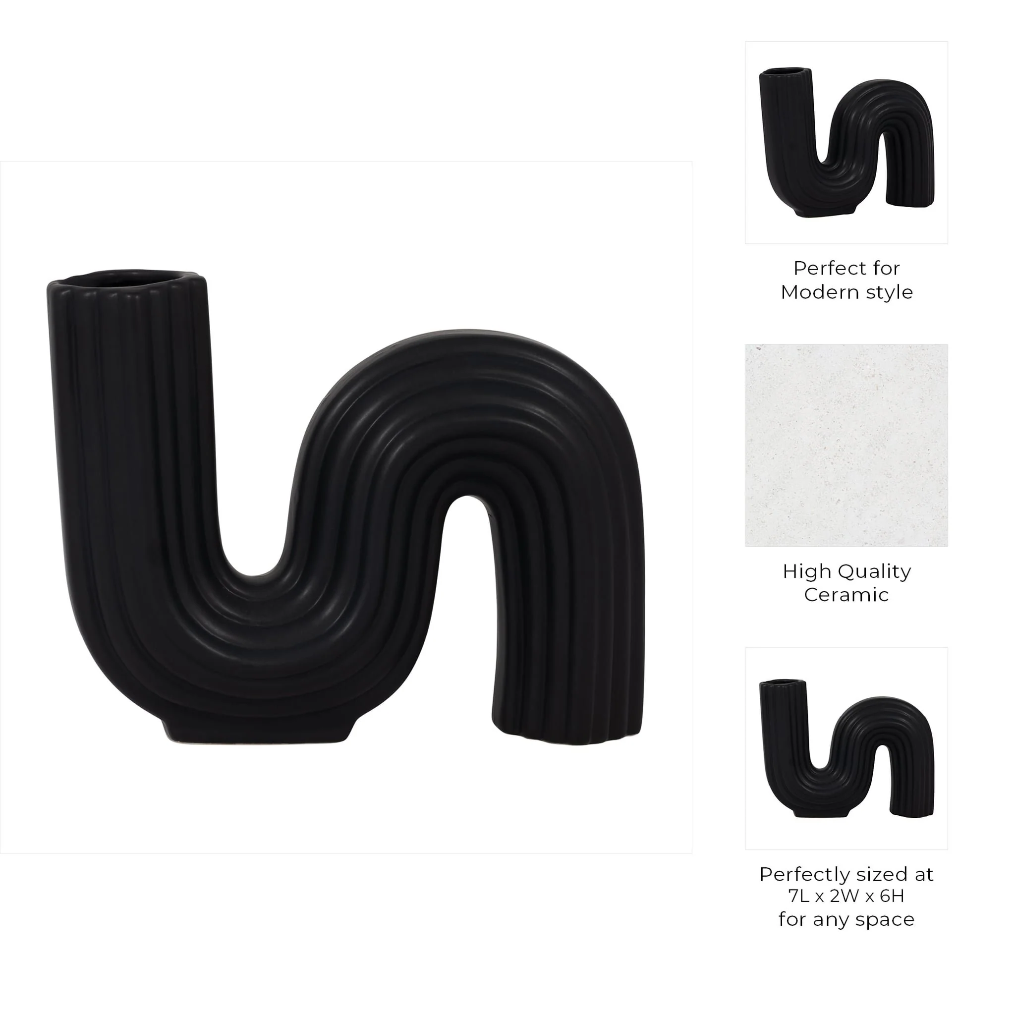Cer, 6" Loopy Vase, Black - Image 10