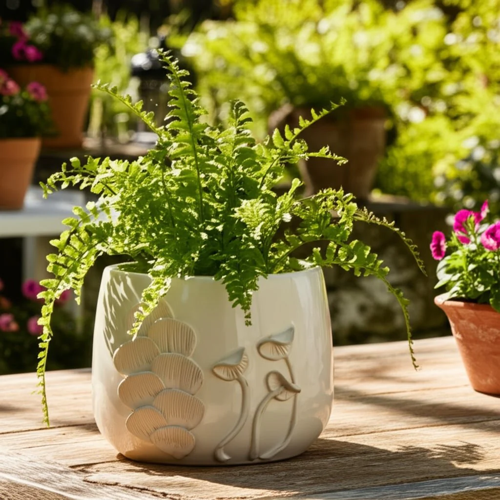 Cer, 6" Mushroom Applique Planter, Ivory - Image 10