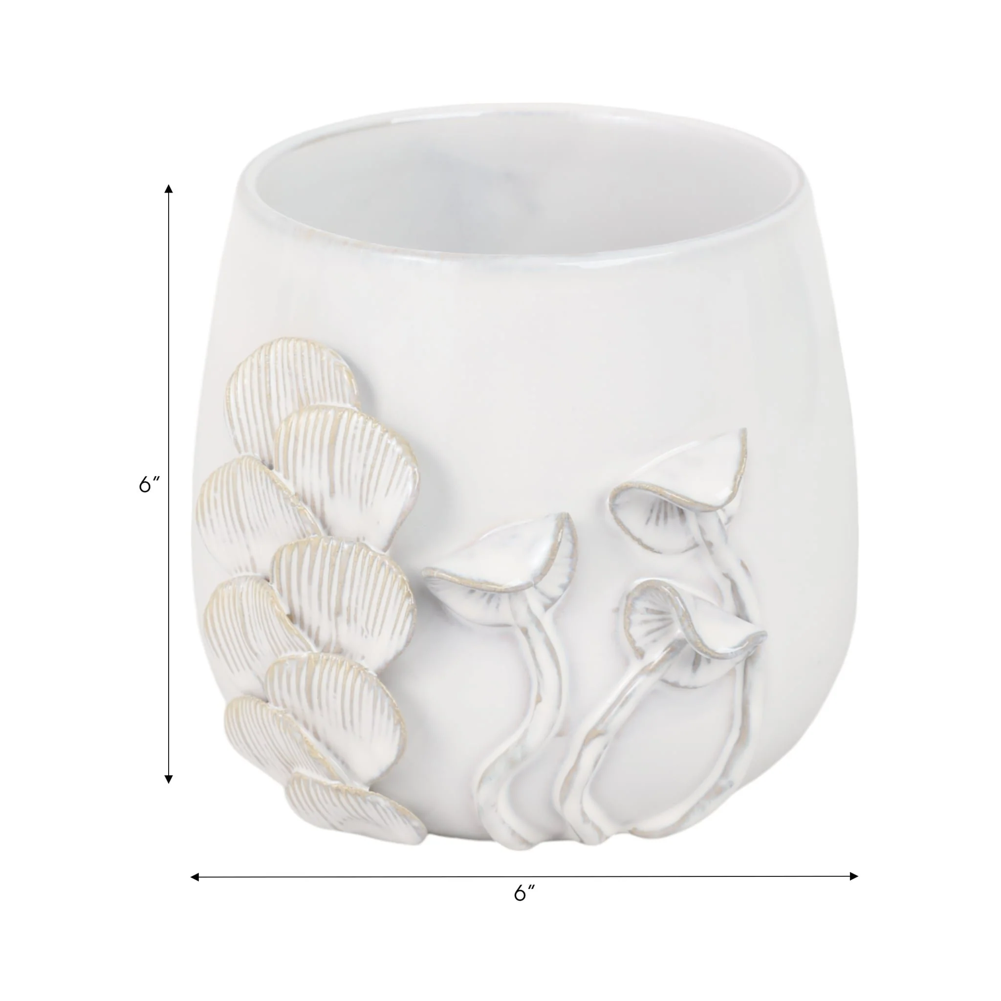 Cer, 6" Mushroom Applique Planter, Ivory - Image 6