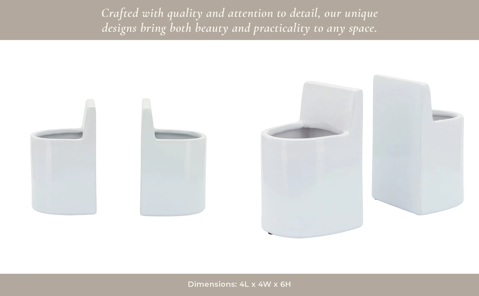 Cer, 6" Pouch Bookends, White - Image 10