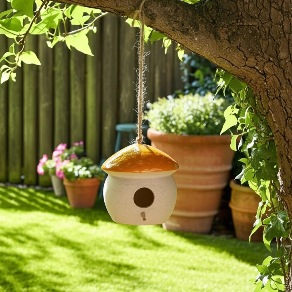 Cer, 6" Round Bird Feeder, Dark Orange - Image 10