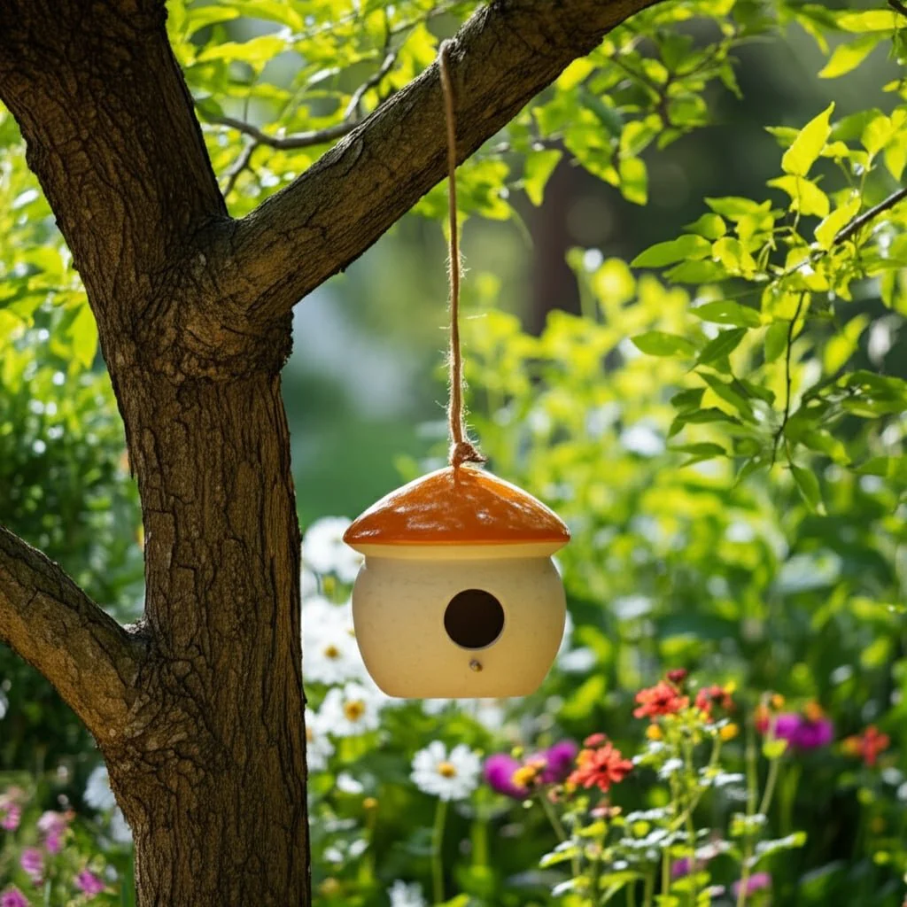 Cer, 6" Round Bird Feeder, Dark Orange - Image 12