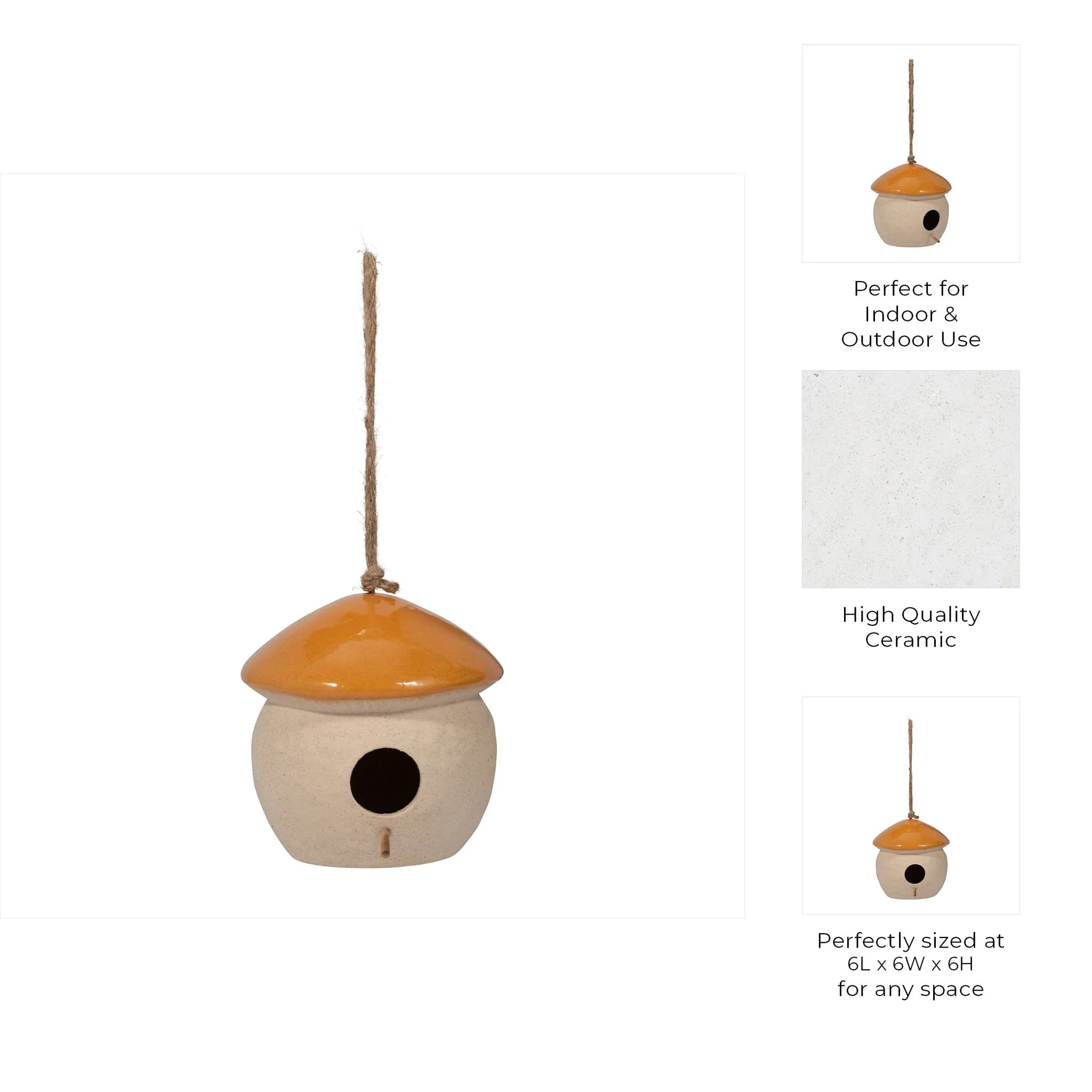 Cer, 6" Round Bird Feeder, Dark Orange - Image 9
