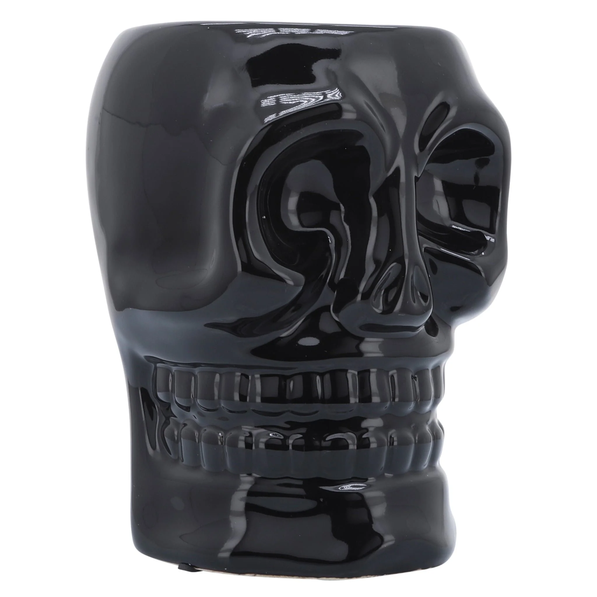 Cer, 6" Skull Vase, Black - Image 3