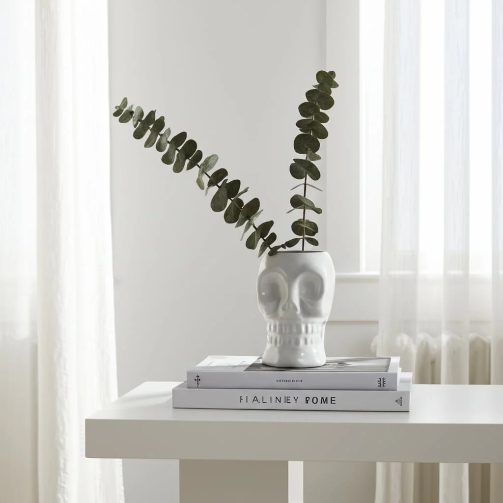 Cer, 6" Skull Vase, White - Image 10