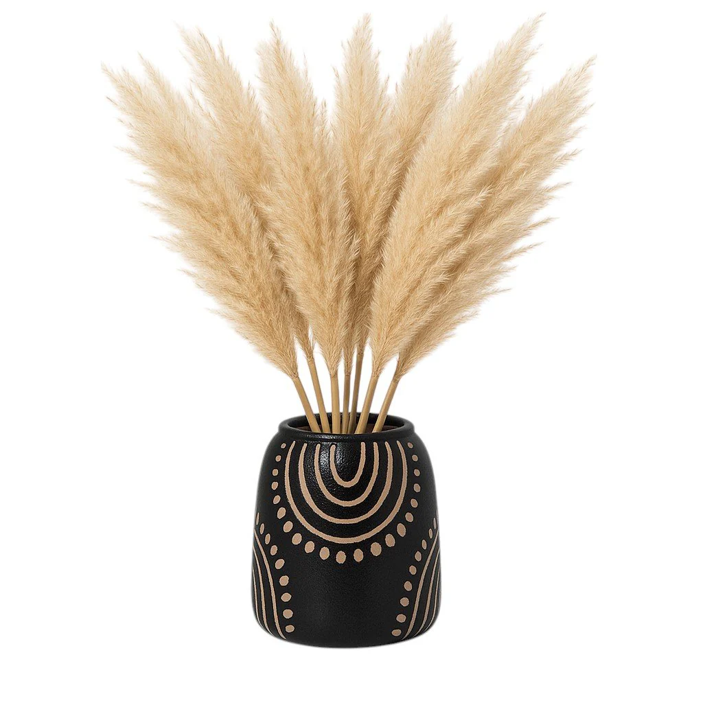 Cer, 6" Tribal Arch Vase, Black/tan - Image 2