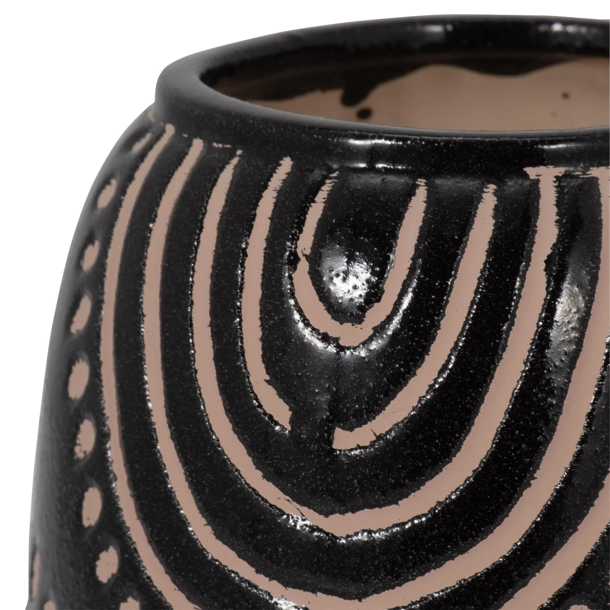 Cer, 6" Tribal Arch Vase, Black/tan - Image 4