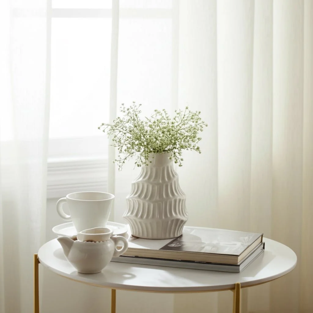 Cer, 6" Wavy Vase, White - Image 13