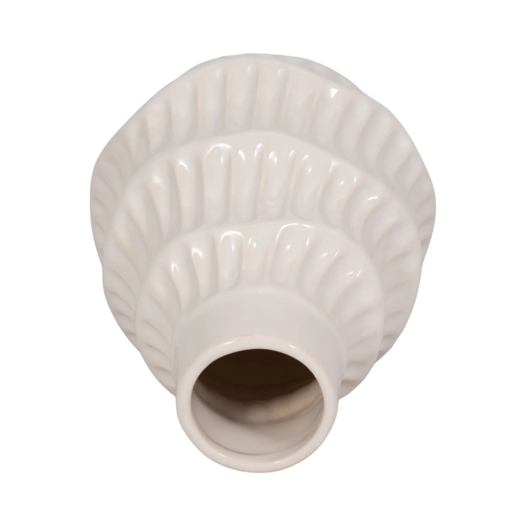 Cer, 6" Wavy Vase, White - Image 5
