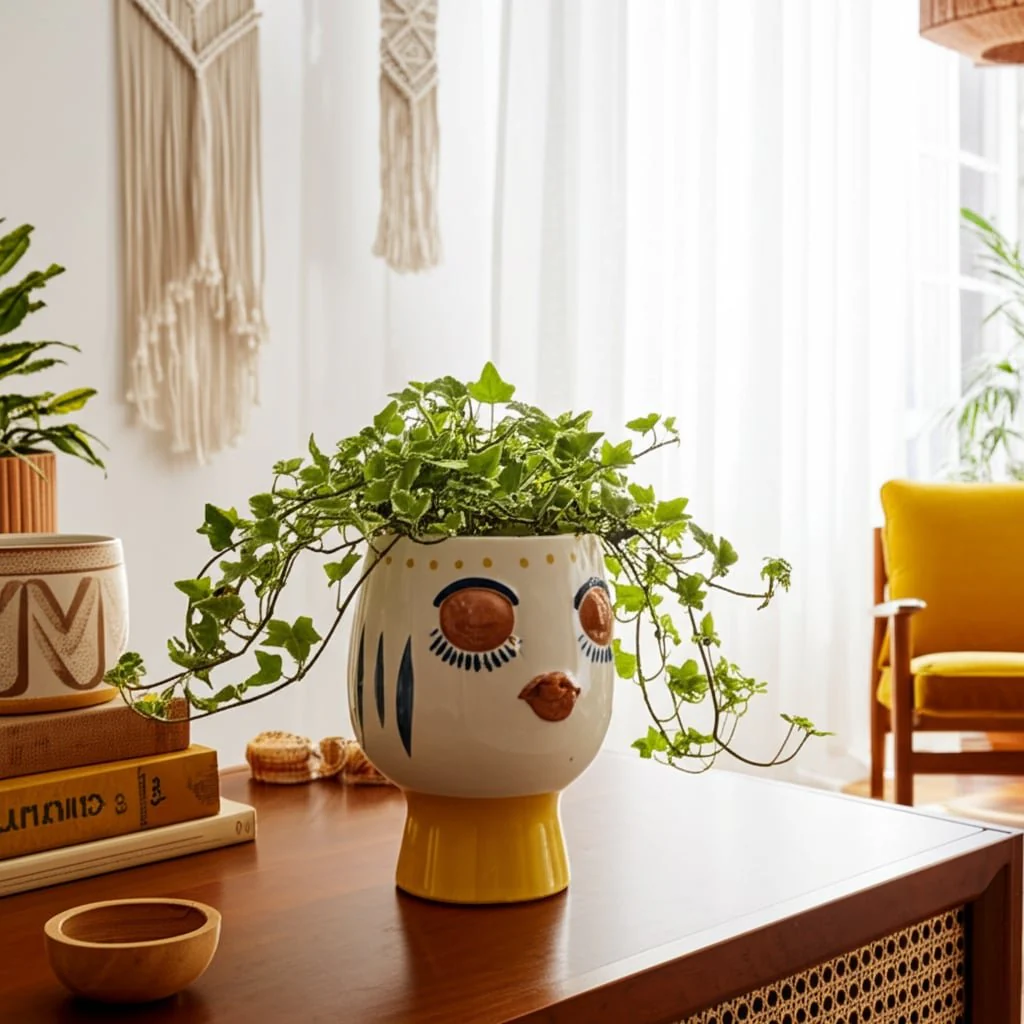 Cer, 6"d Face Vase, Multi - Image 11