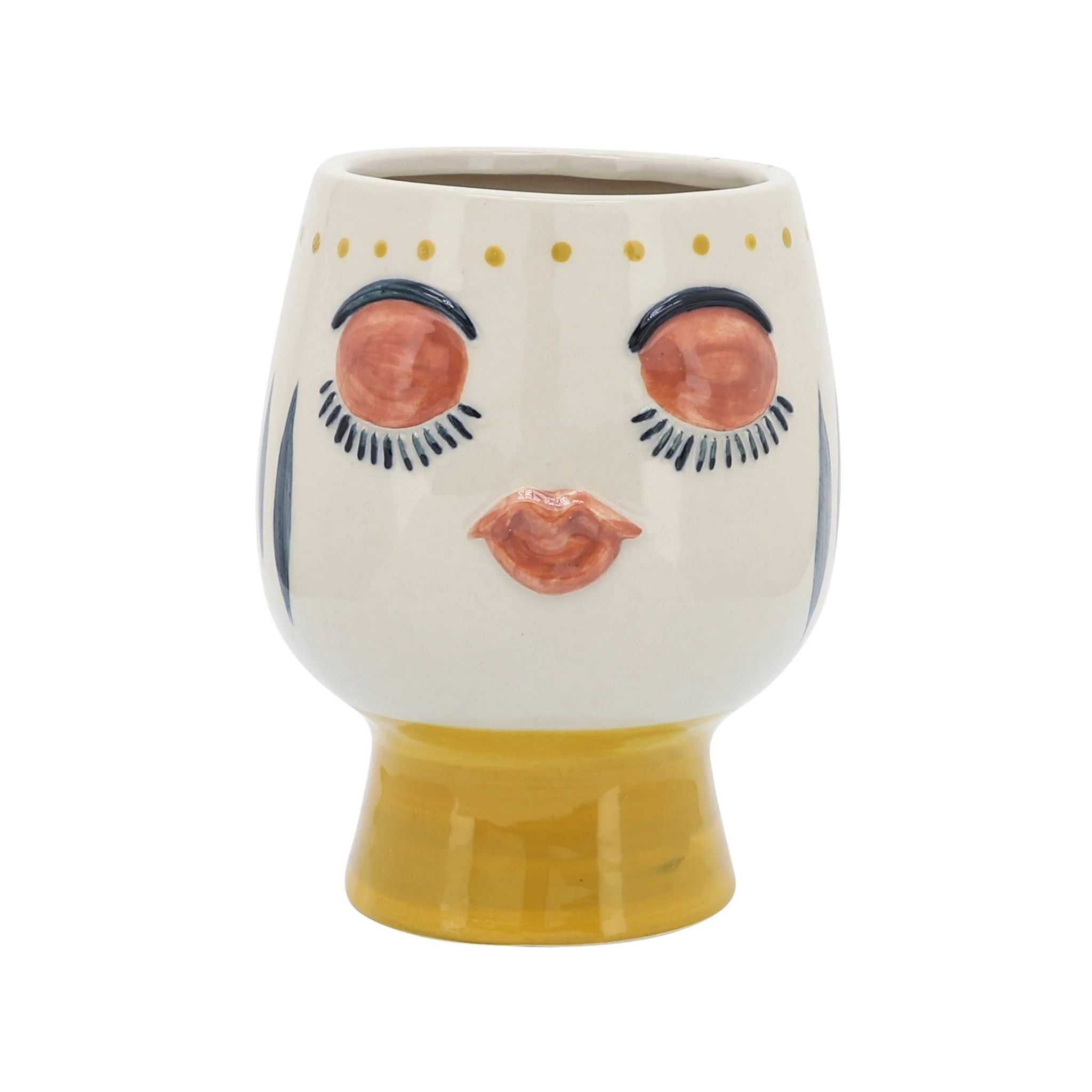 Cer, 6"d Face Vase, Multi - Image 2