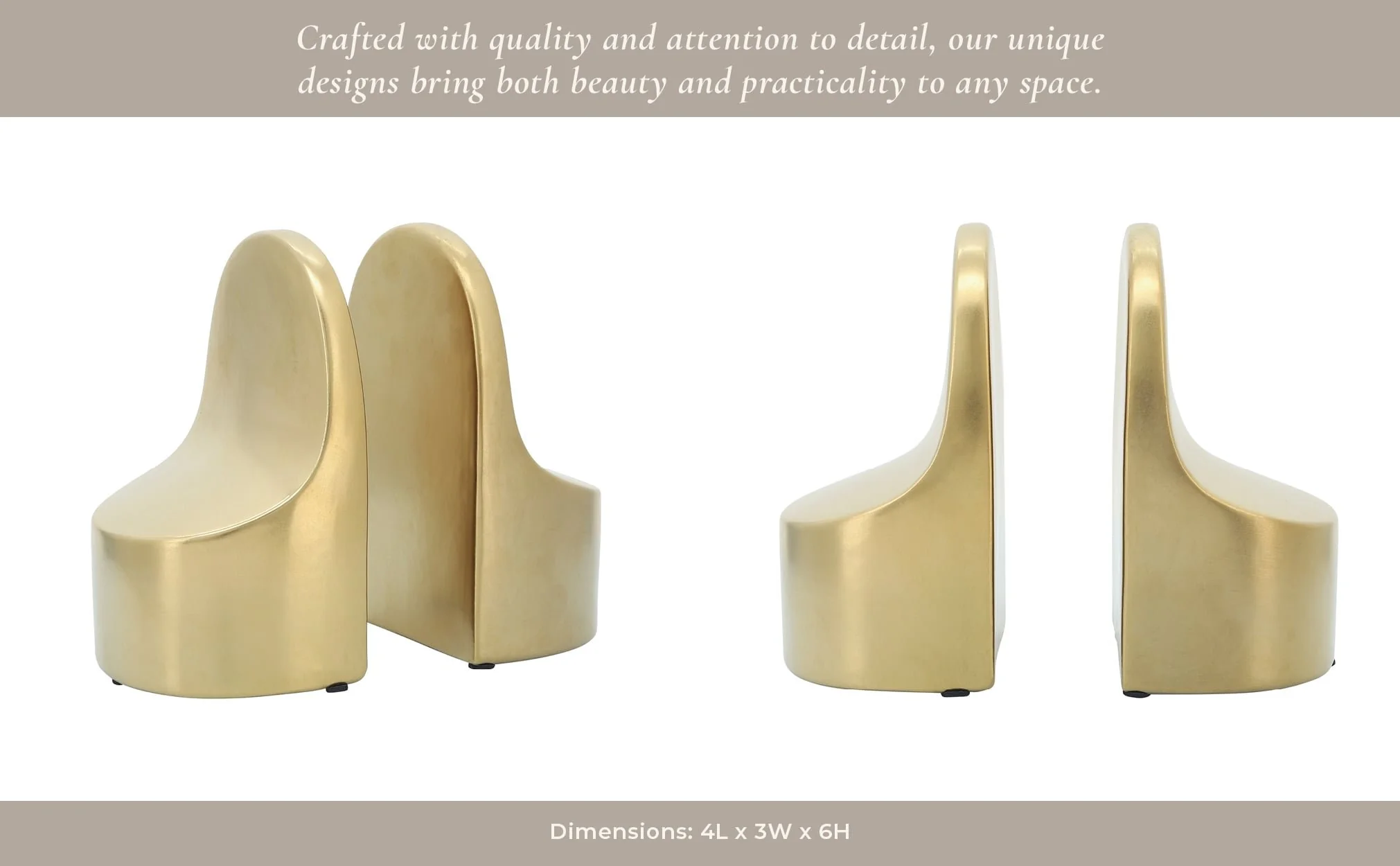 Cer, 6"h Contemporary Bookends, Gold - Image 12