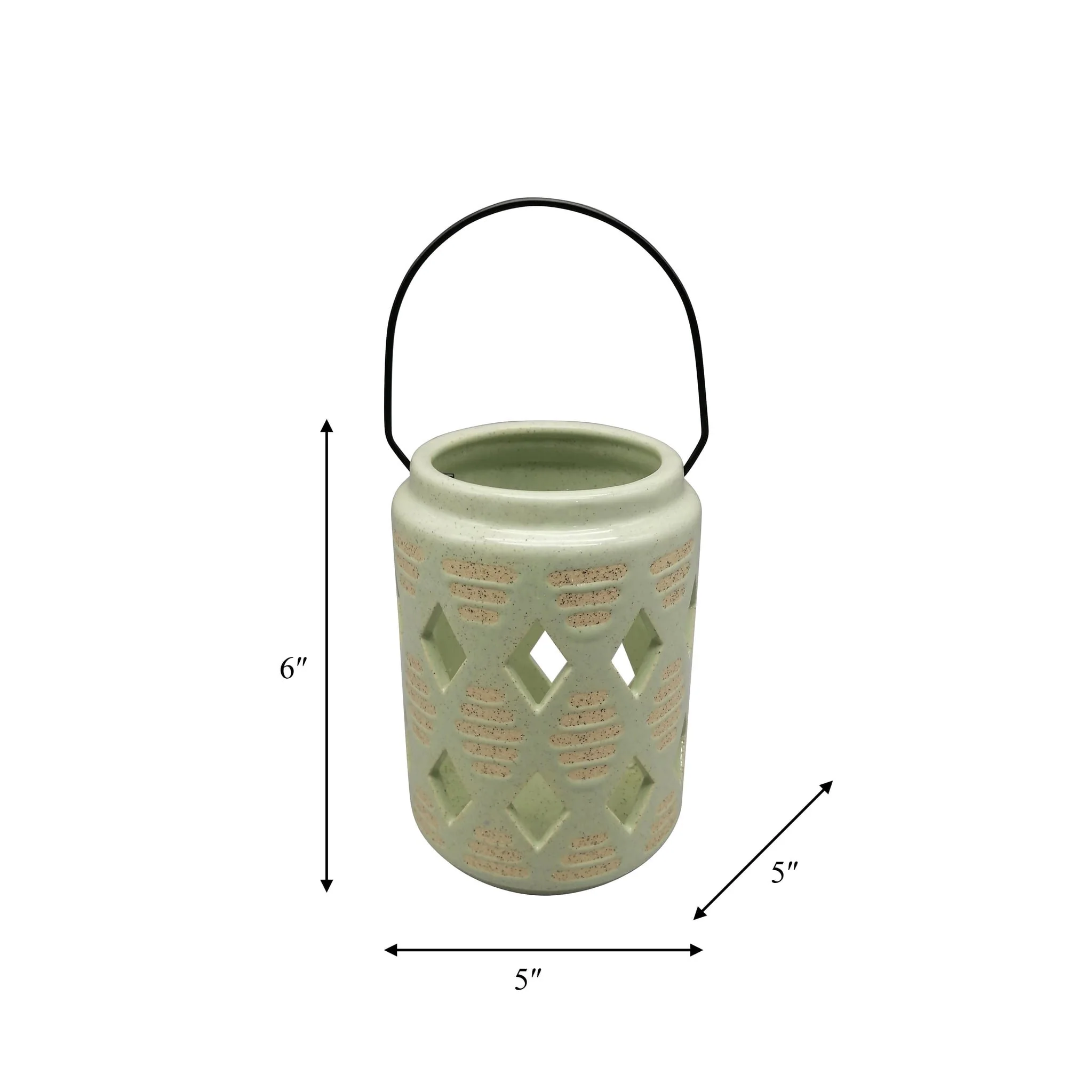 Cer, 6"h Diamond Cut Out Lantern, Cucumber - Image 8