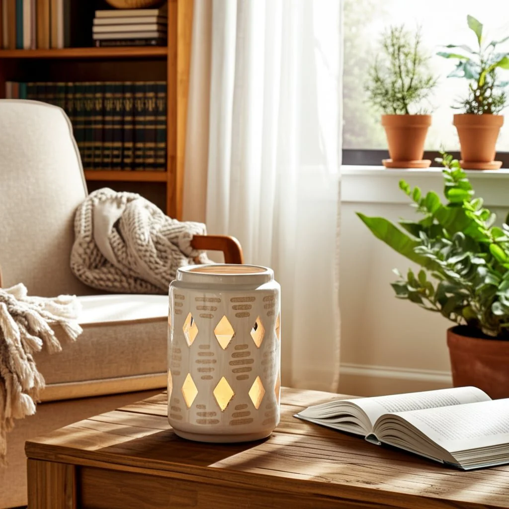 Cer, 6"h Diamond Cut Out Lantern, Ivory - Image 12