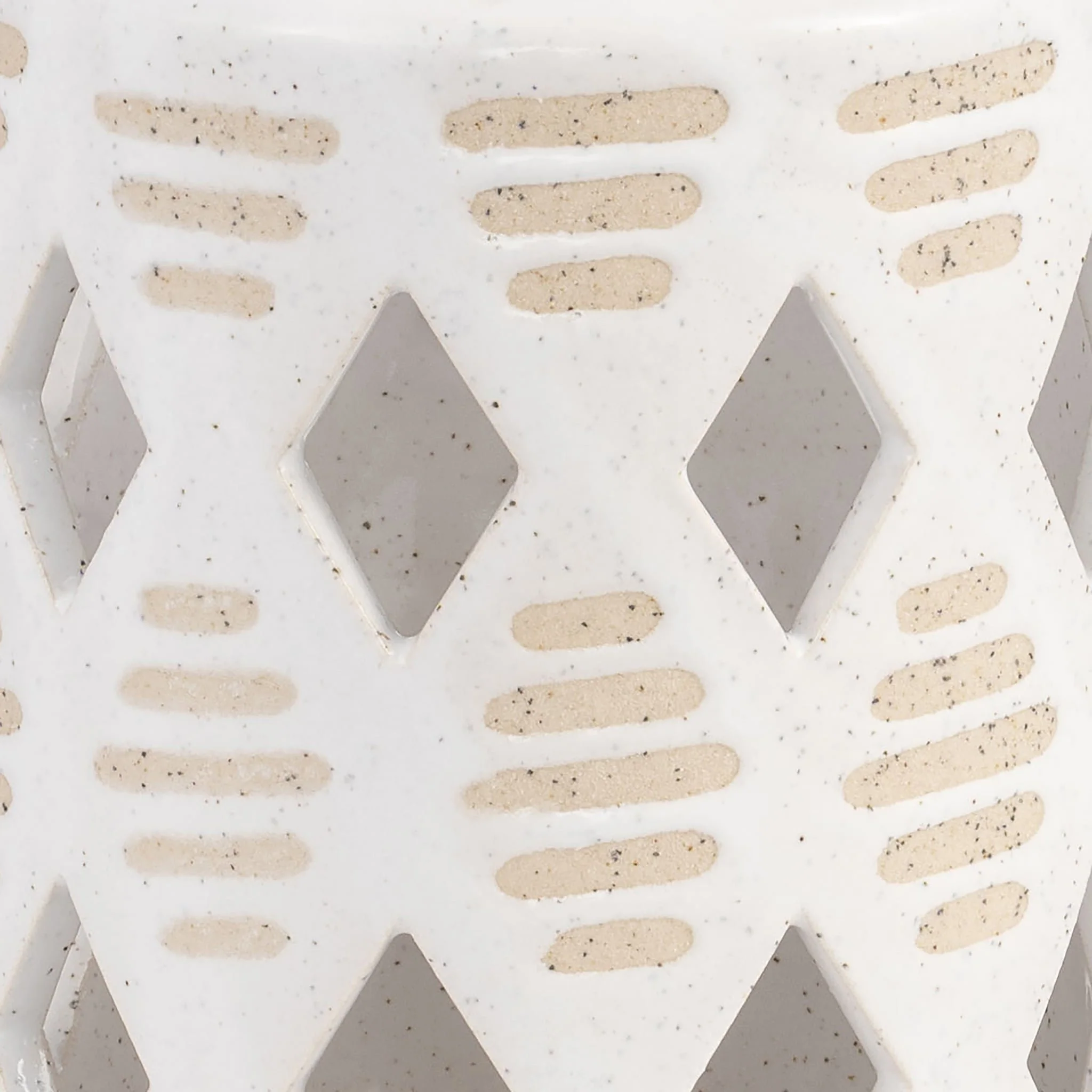 Cer, 6"h Diamond Cut Out Lantern, Ivory - Image 3