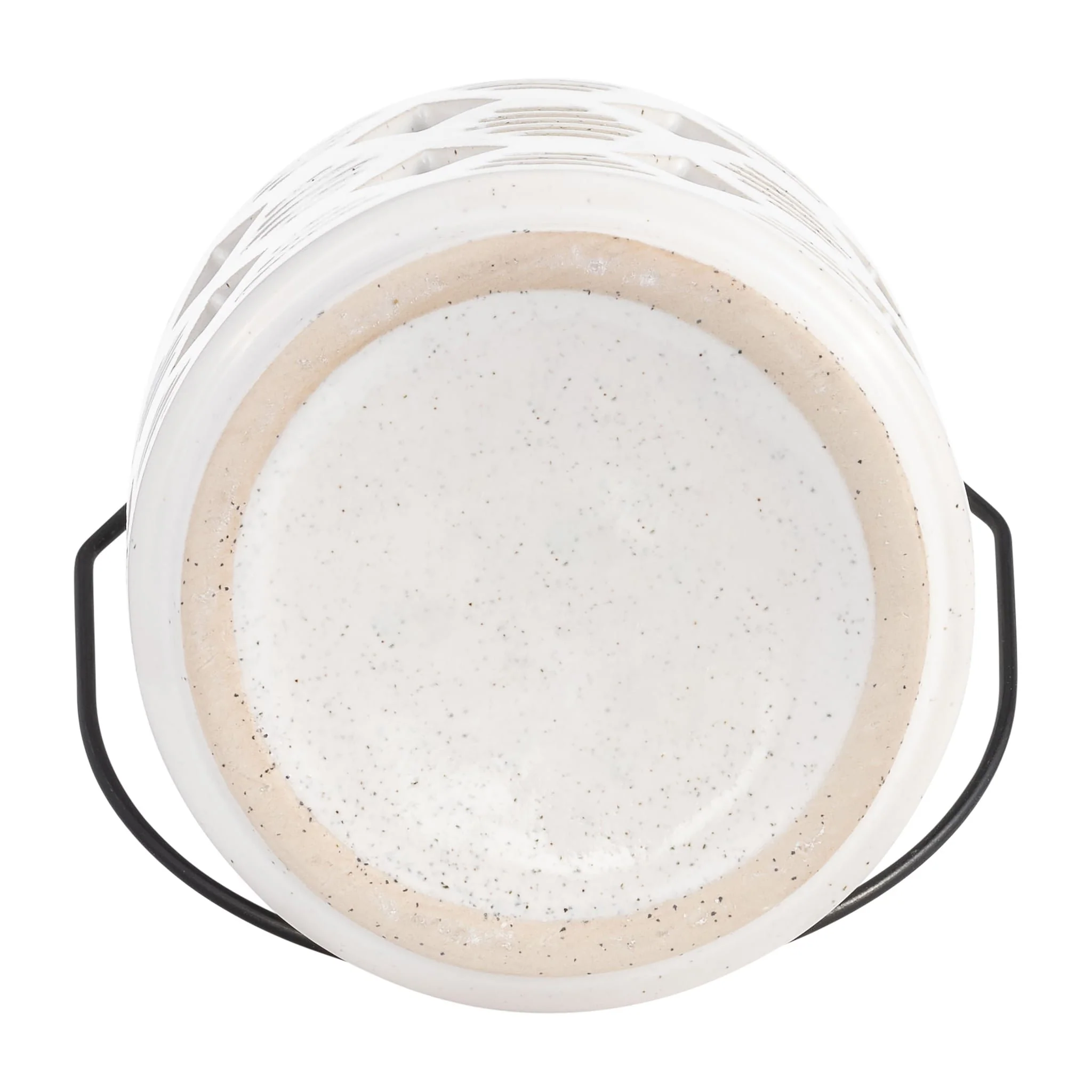 Cer, 6"h Diamond Cut Out Lantern, Ivory - Image 5