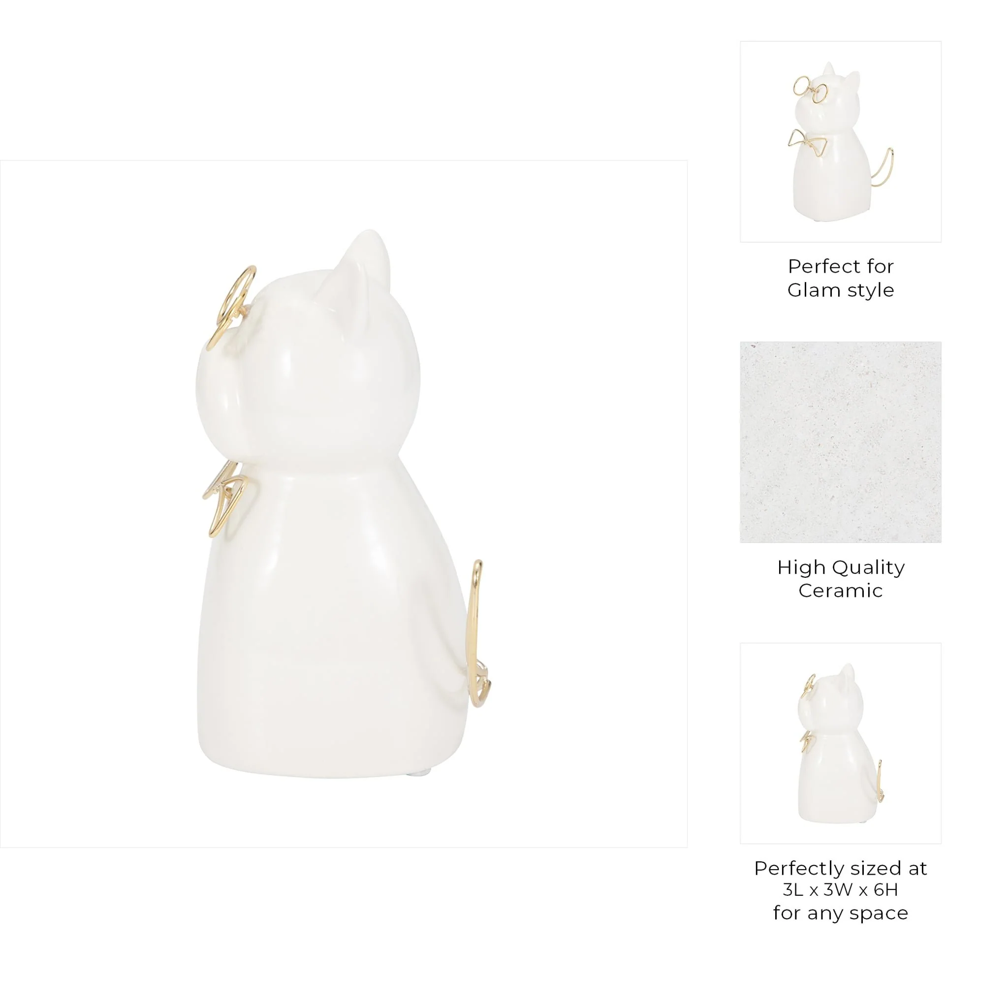 Cer 6"h, Puppy With Gold Glasses And Bowtie, Wht - Image 10