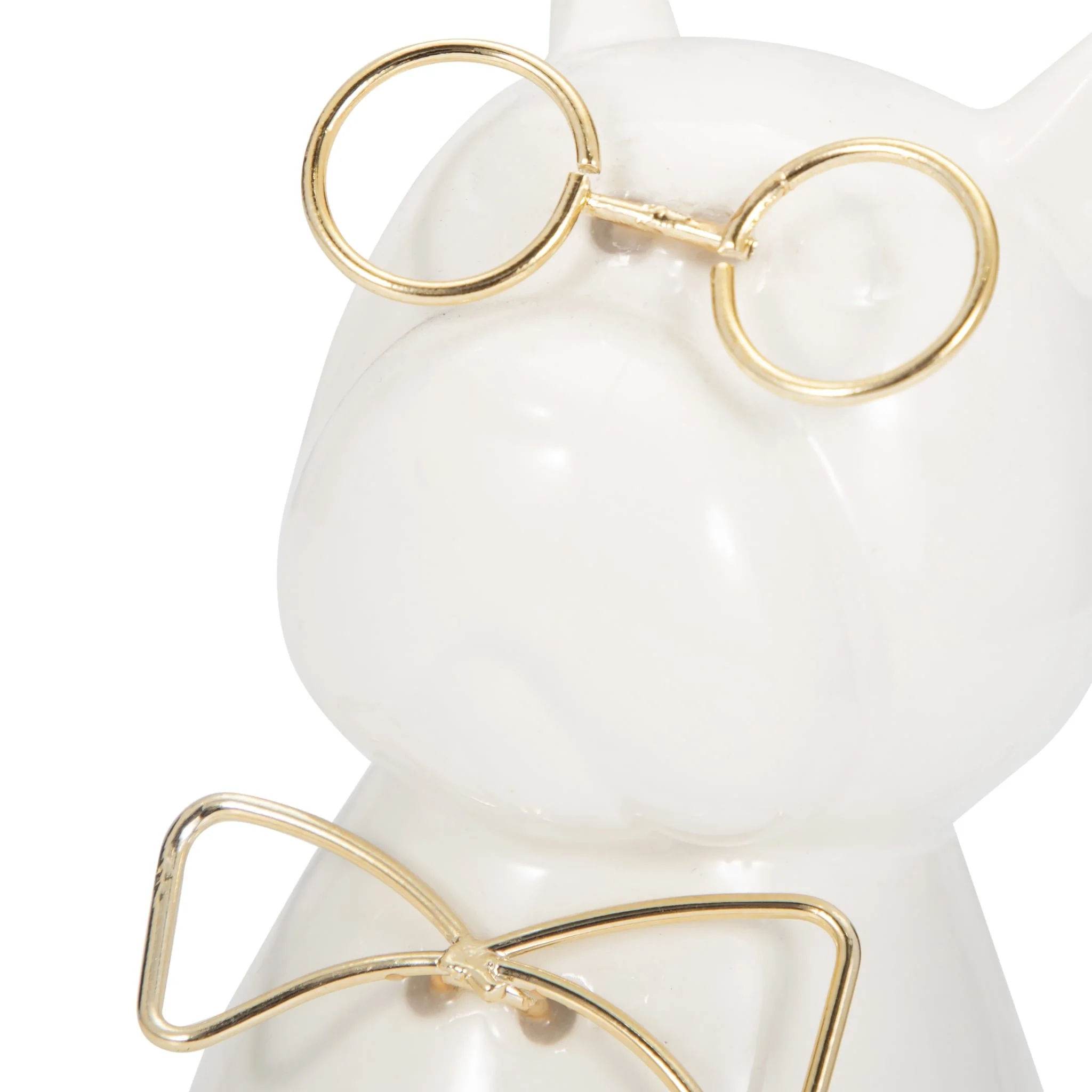 Cer 6"h, Puppy With Gold Glasses And Bowtie, Wht - Image 5