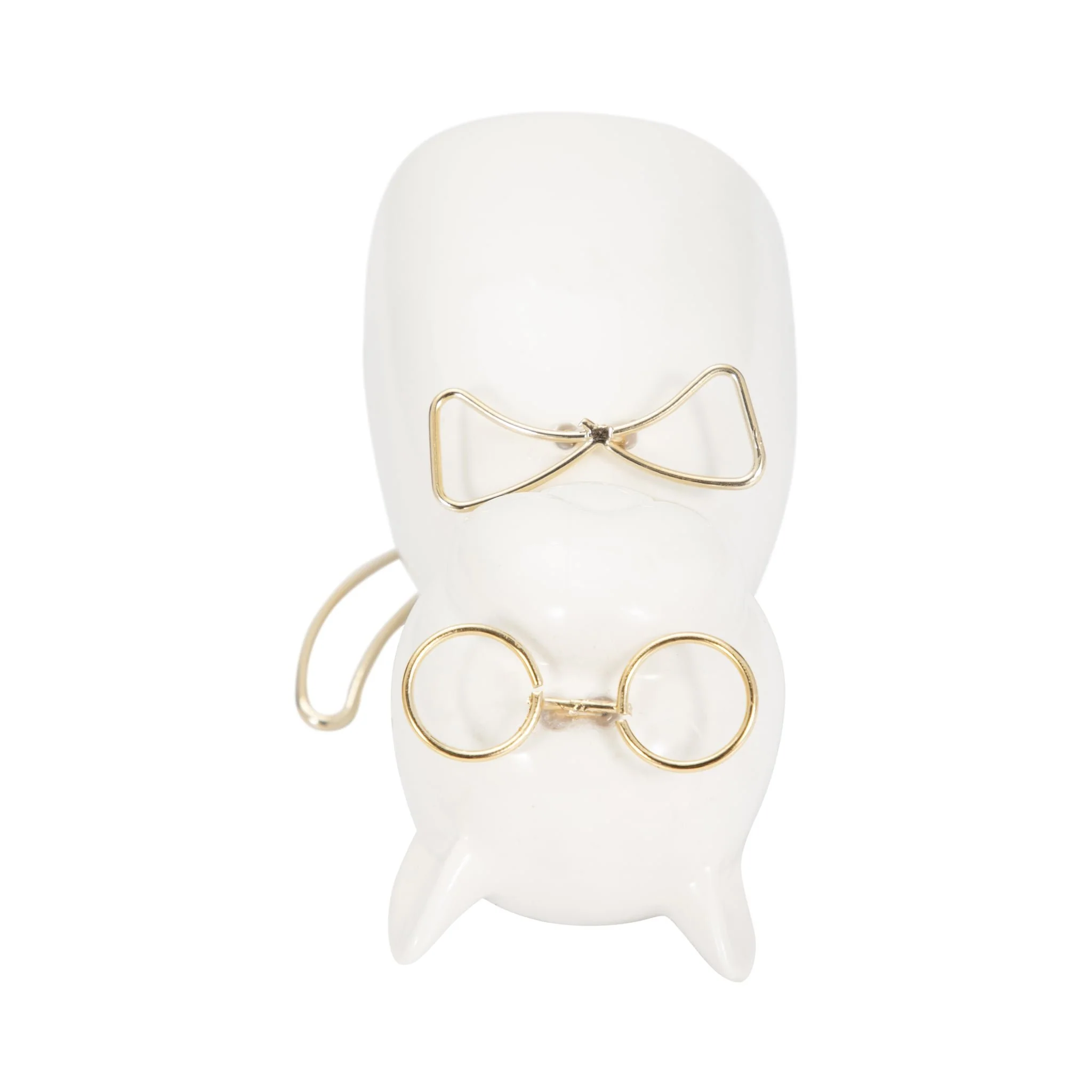 Cer 6"h, Puppy With Gold Glasses And Bowtie, Wht - Image 6