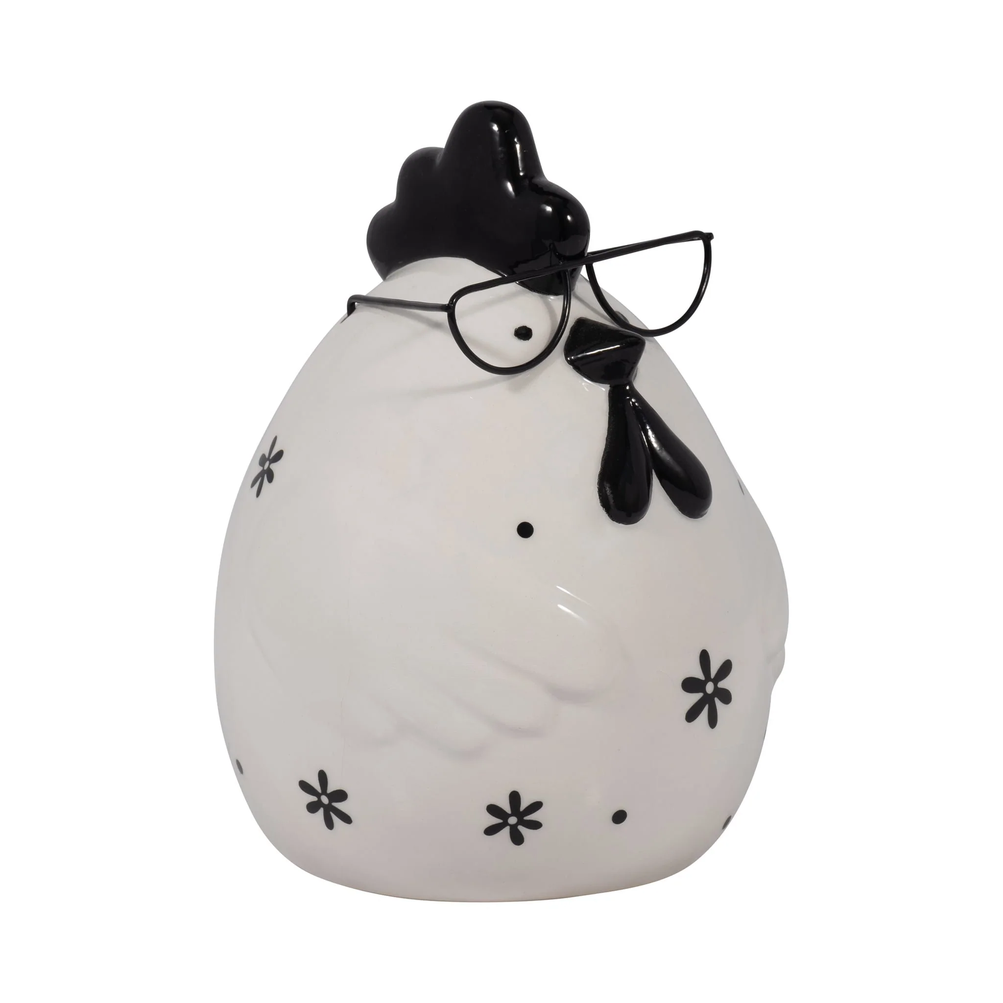 Cer, 7" Chubby Rooster With Glasses, Black/white - Image 2