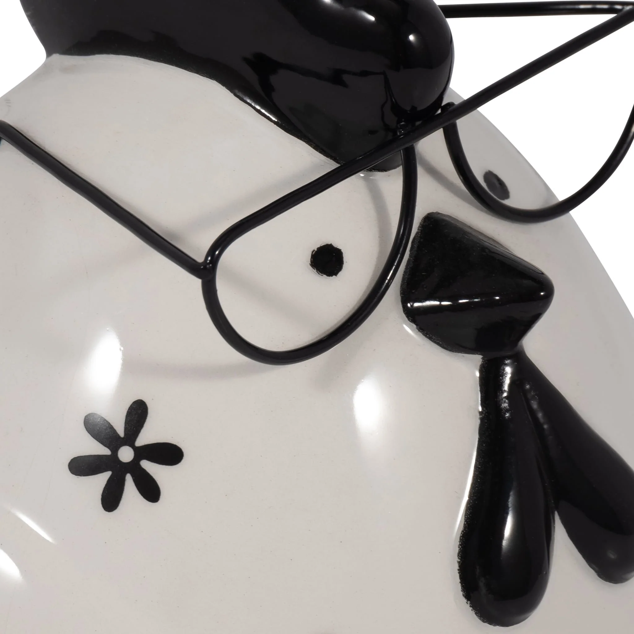 Cer, 7" Chubby Rooster With Glasses, Black/white - Image 5