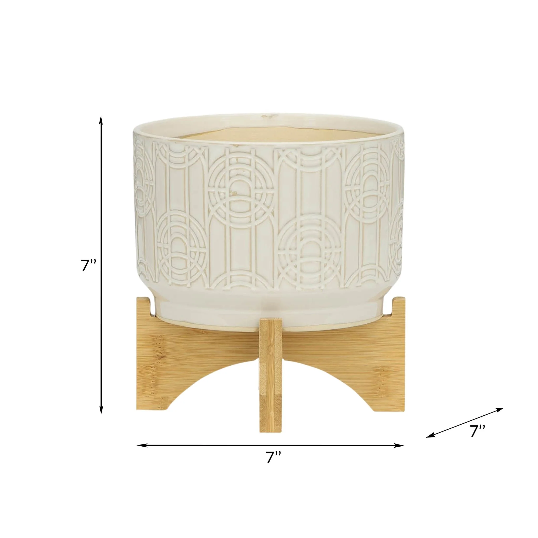 Cer, 7" Circles Planter On Stand, White - Image 5