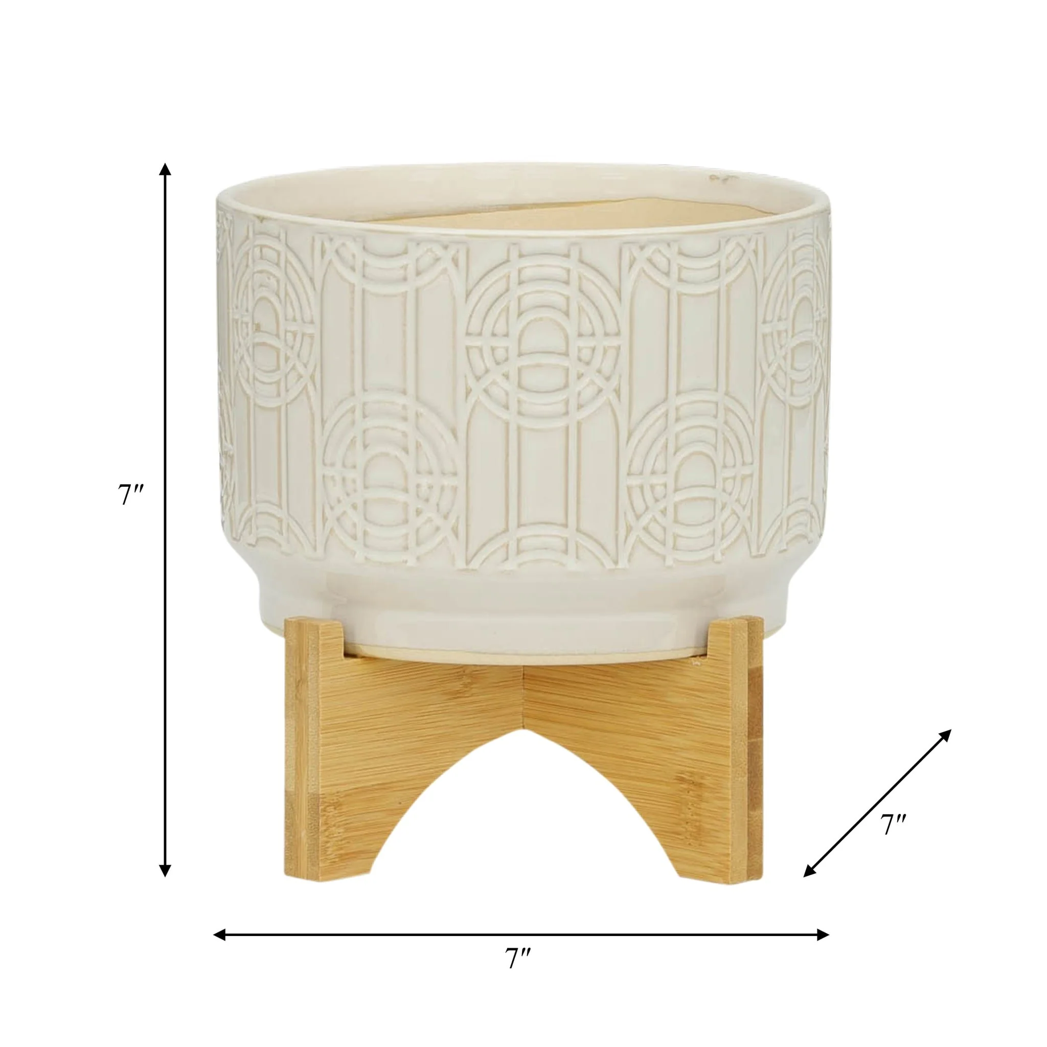 Cer, 7" Circles Planter On Stand, White - Image 6