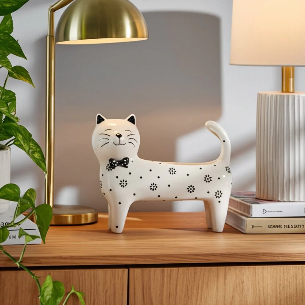 Cer, 7" Daisies Cat, White - Image 11