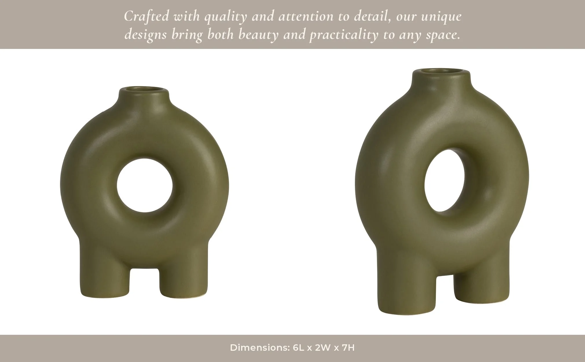 Cer,7",donut Footed Vase,olive - Image 10