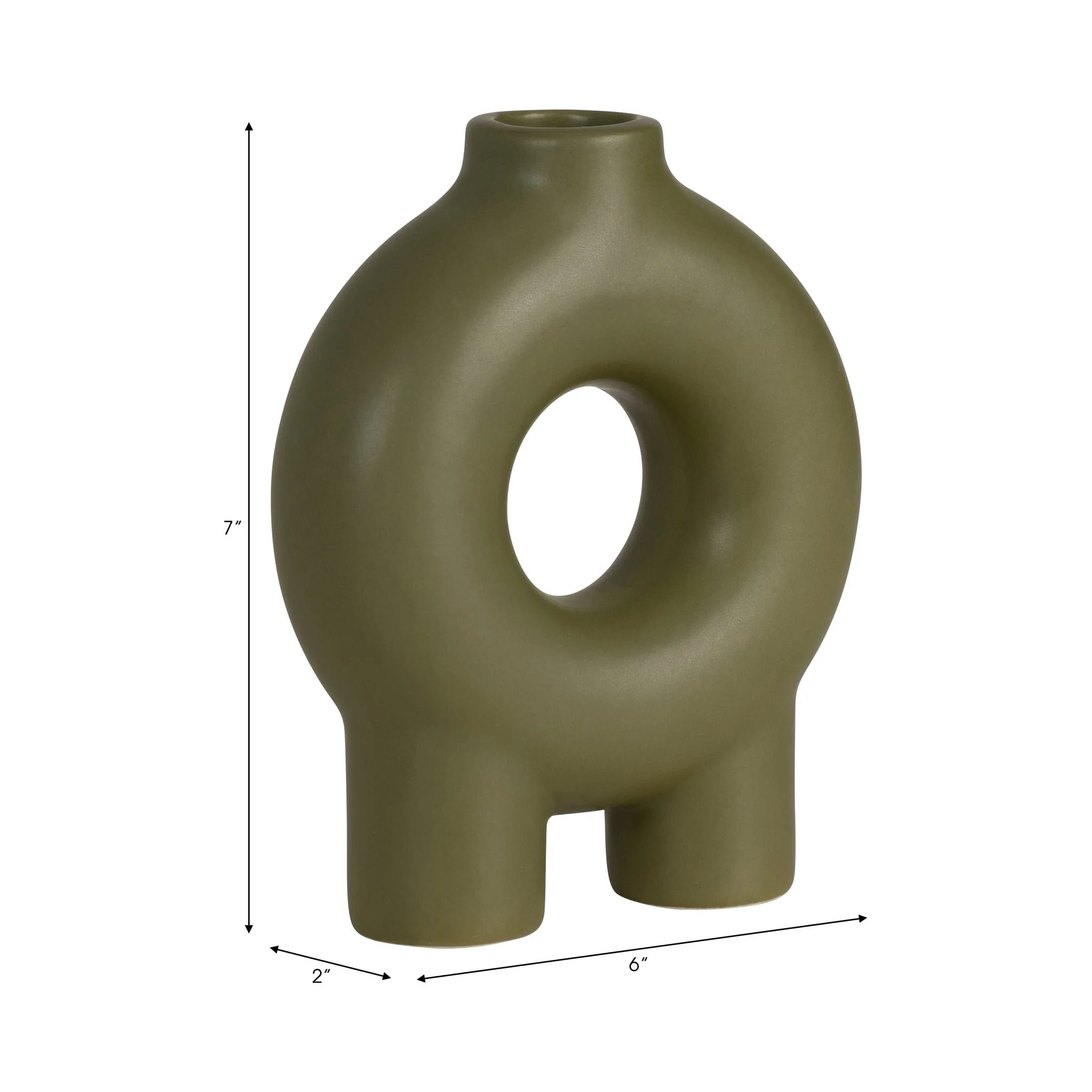 Cer,7",donut Footed Vase,olive - Image 8