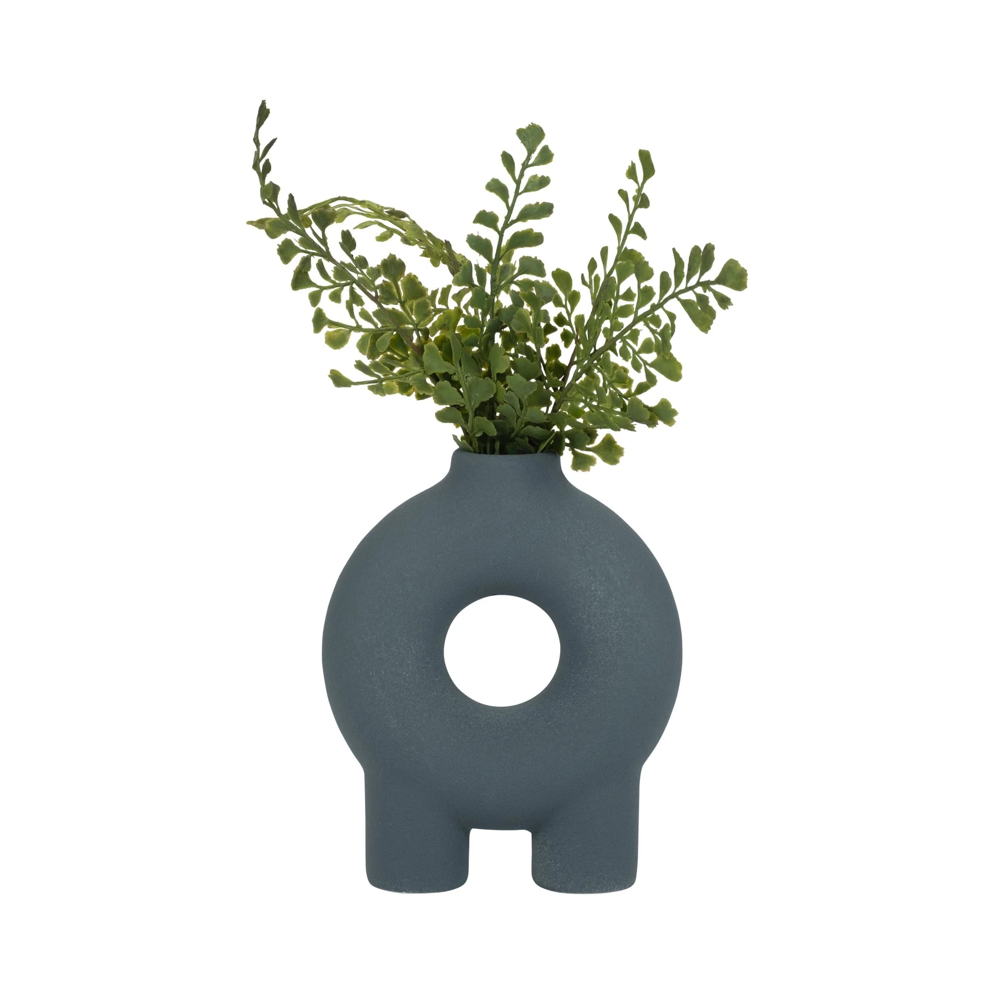 Cer, 7" Donut Footed Vase, Teal - Image 2