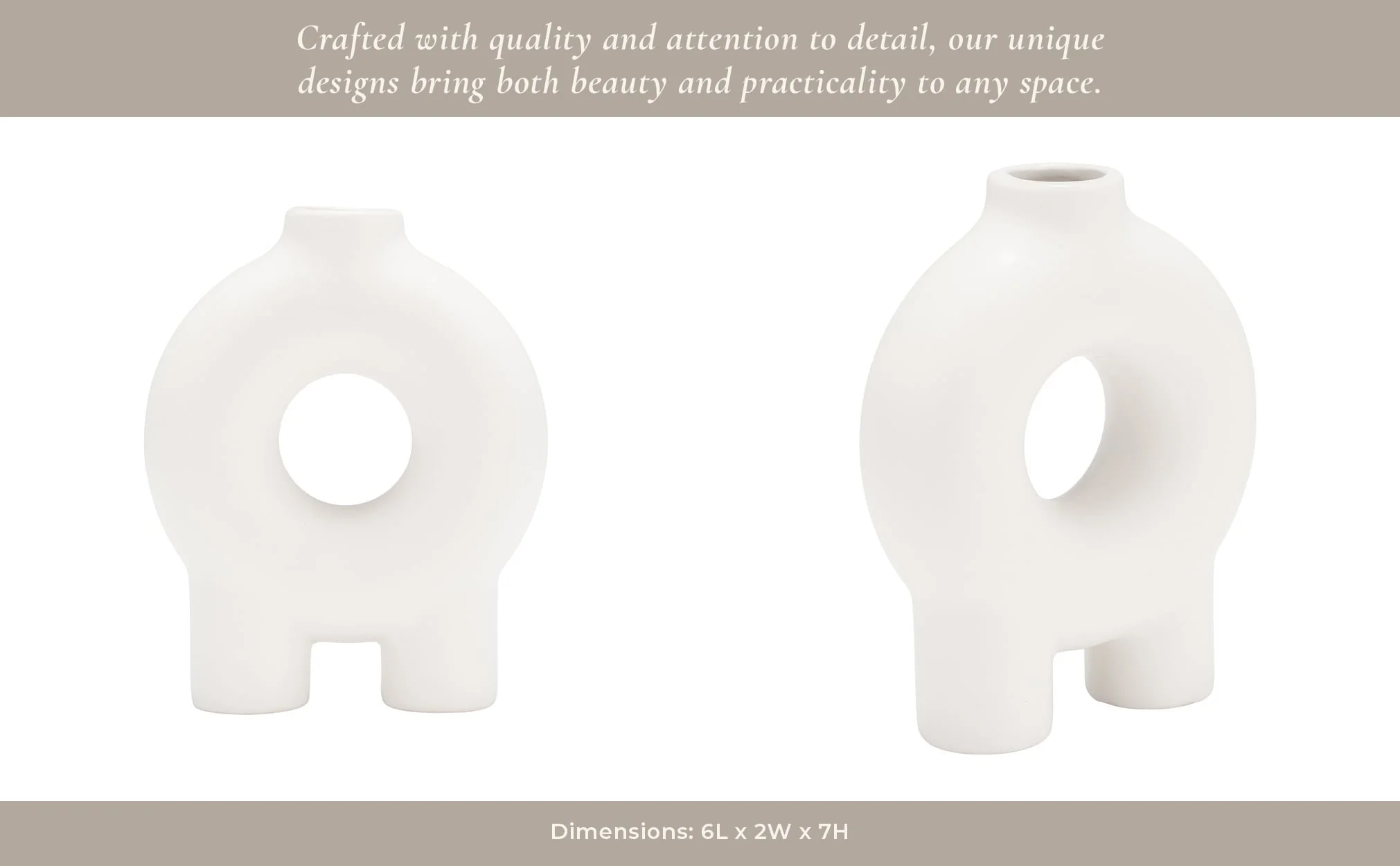 Cer,7",donut Footed Vase,white - Image 11