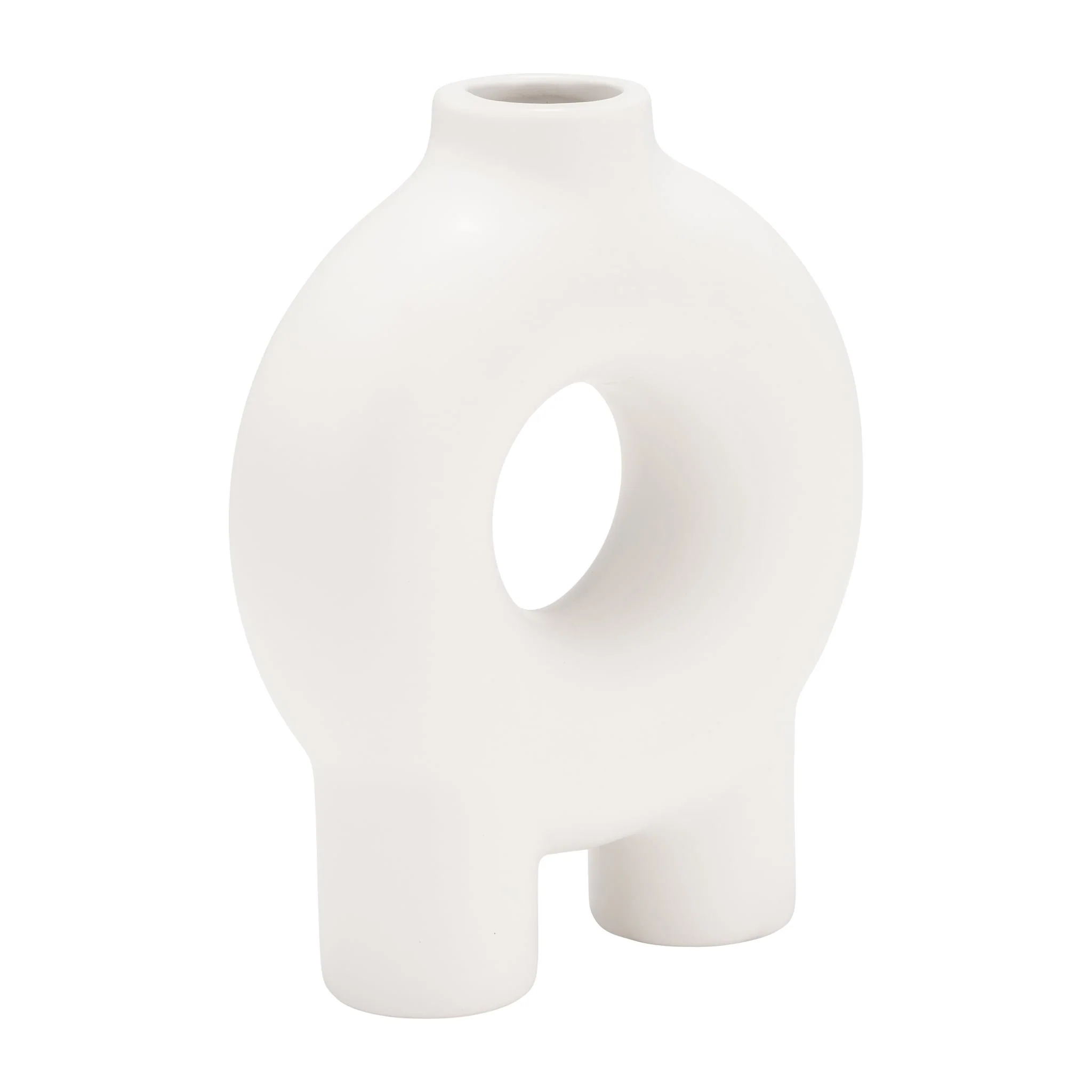 Cer,7",donut Footed Vase,white - Image 2