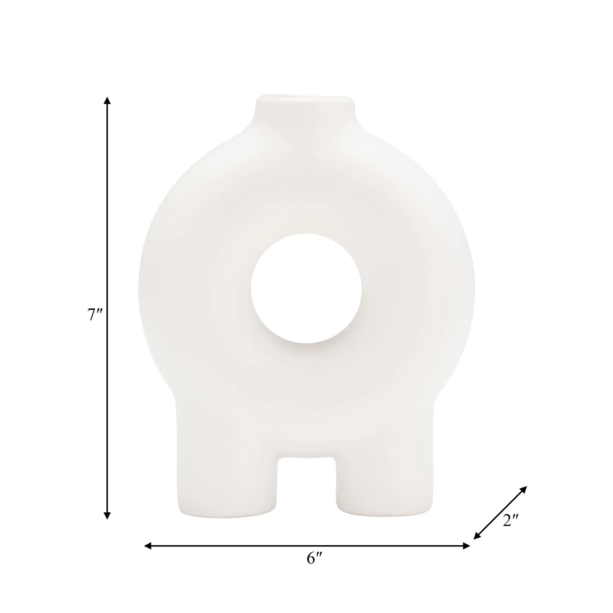 Cer,7",donut Footed Vase,white - Image 8