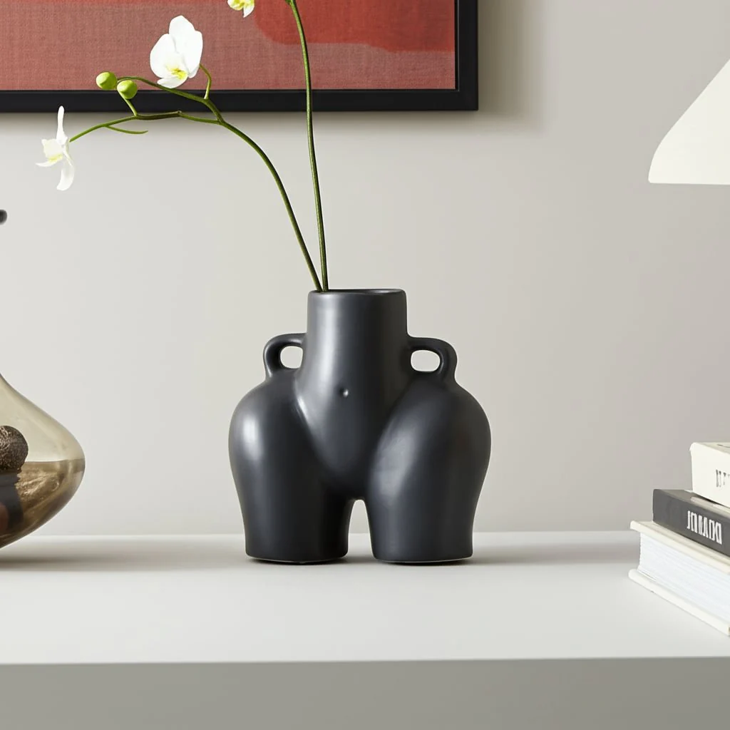 Cer, 7" Half Body Vase, Black - Image 12