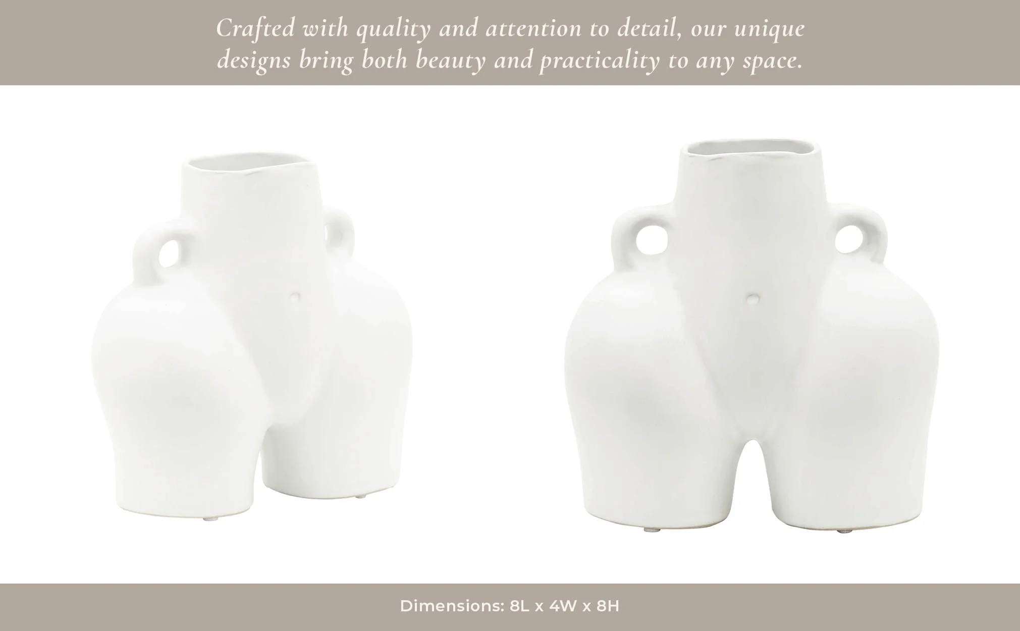 Cer, 7" Half Body Vase, White - Image 13