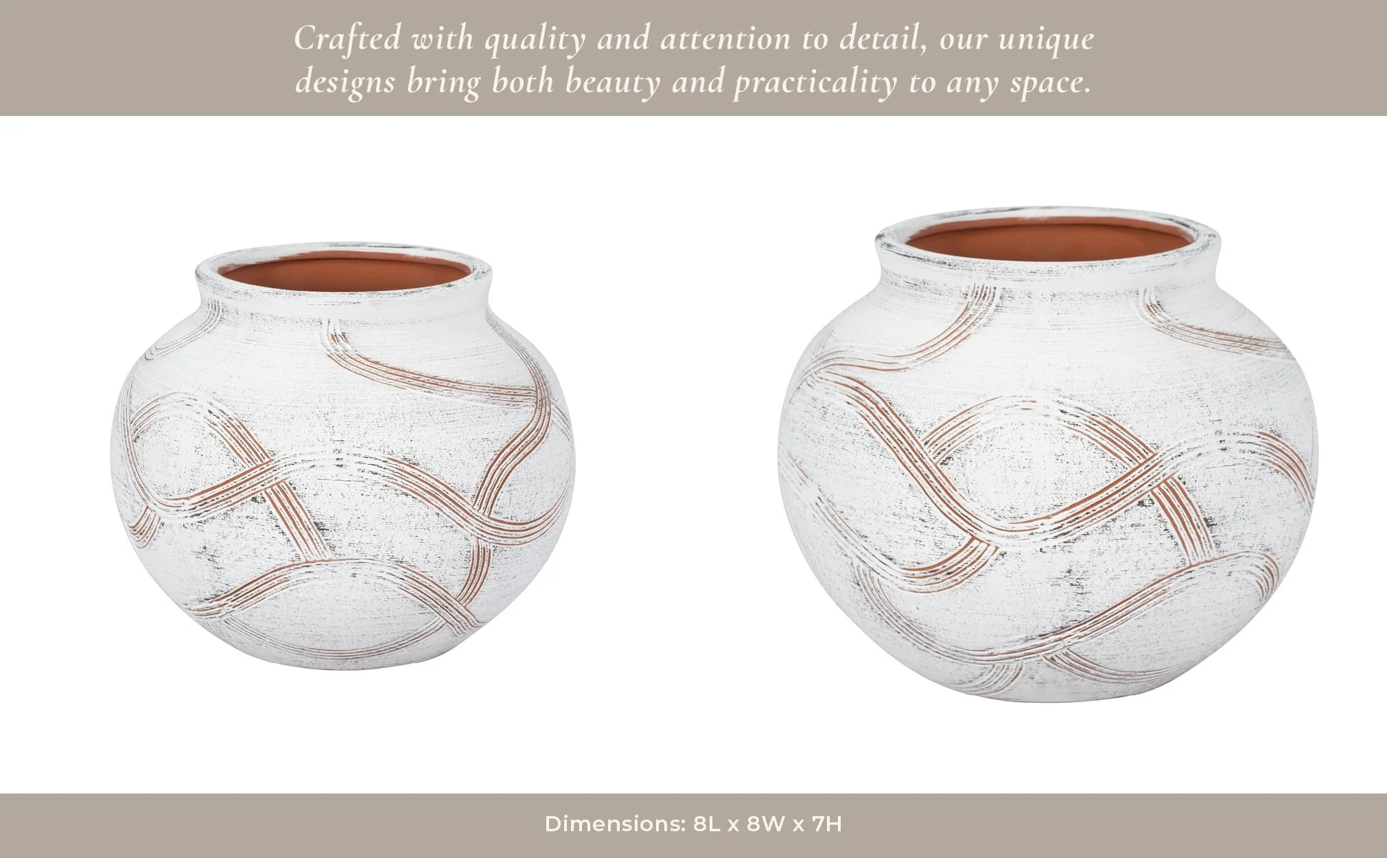 Cer, 7" Round Global Vase, White - Image 14