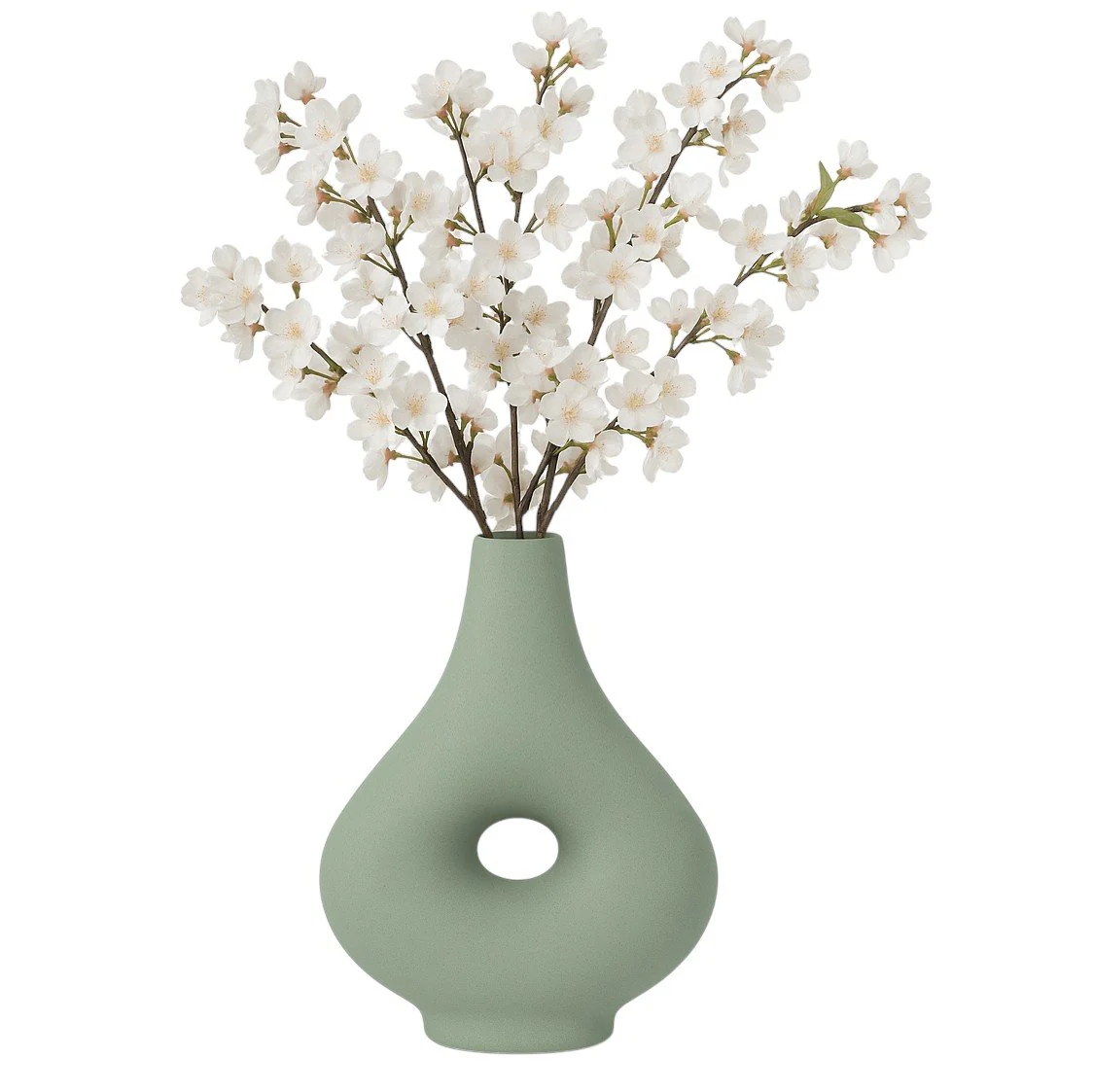 Cer, 7" Short Open Cut-out Nomad Vase, Dark Sage - Image 2