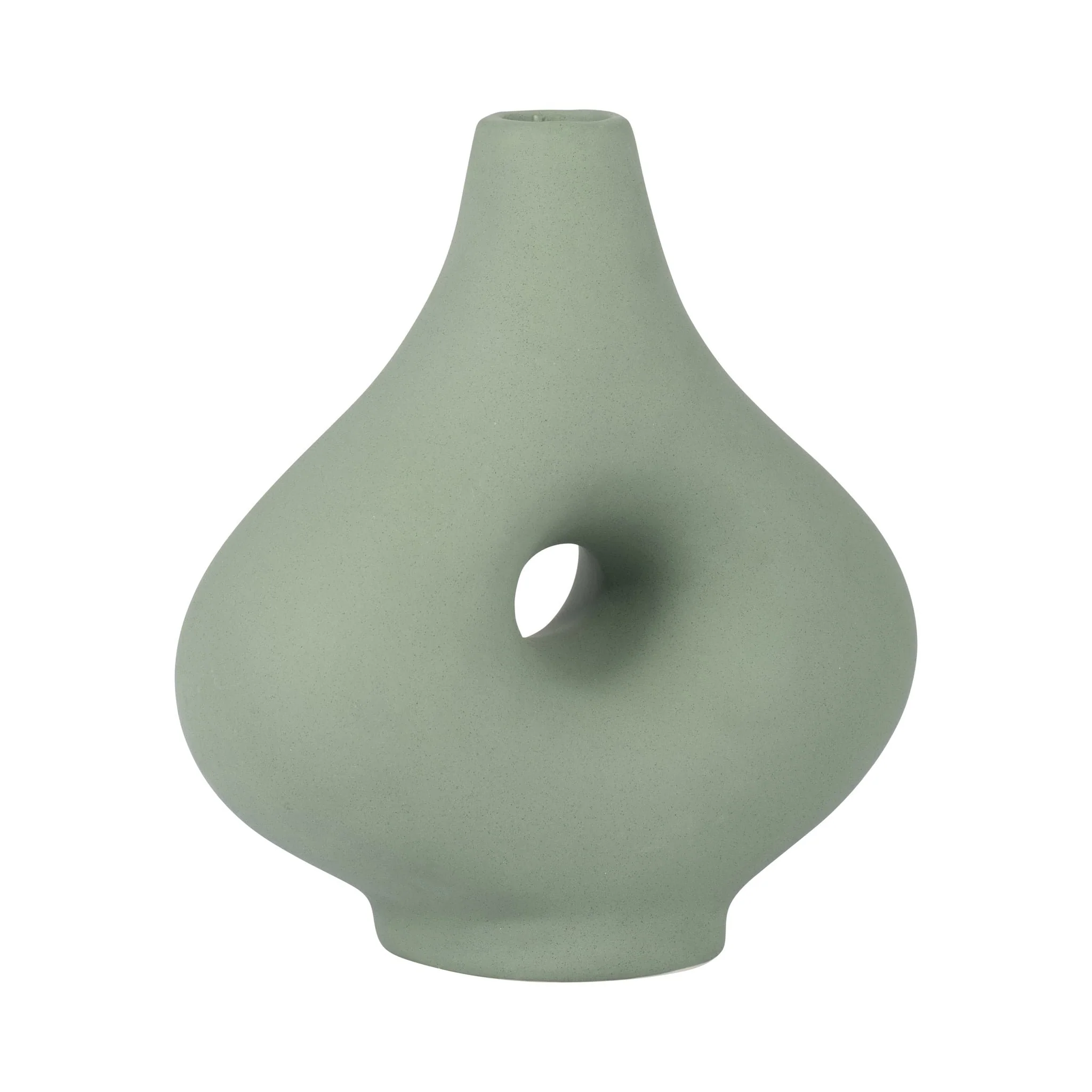 Cer, 7" Short Open Cut-out Nomad Vase, Dark Sage - Image 3