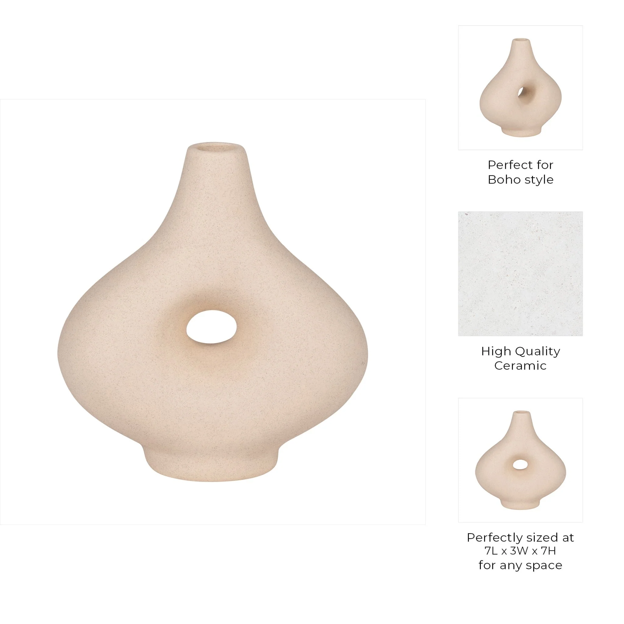 Cer, 7" Short Open Cut-out Nomad Vase, Ivory - Image 10