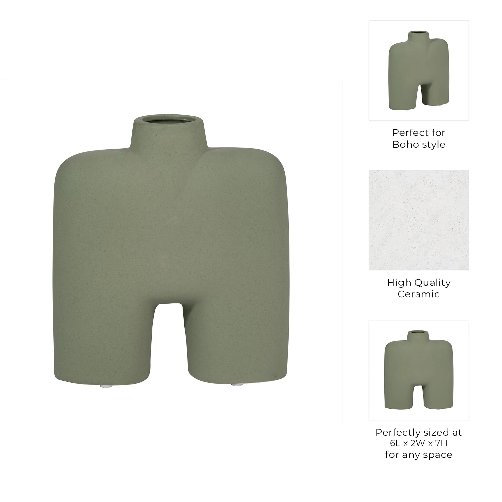 Cer, 7" Square Shape Vase, Dark Sage - Image 9