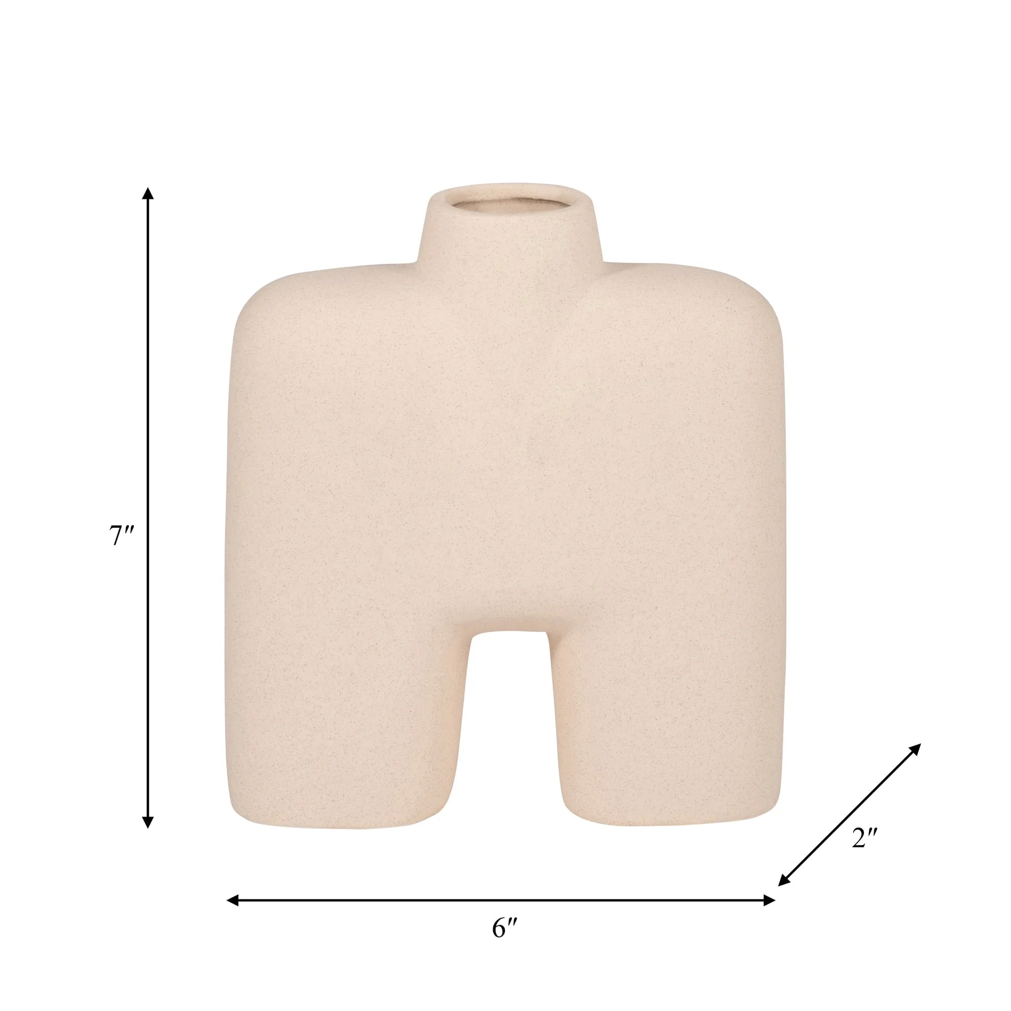 Cer, 7" Square Shape Vase, Ivory - Image 8