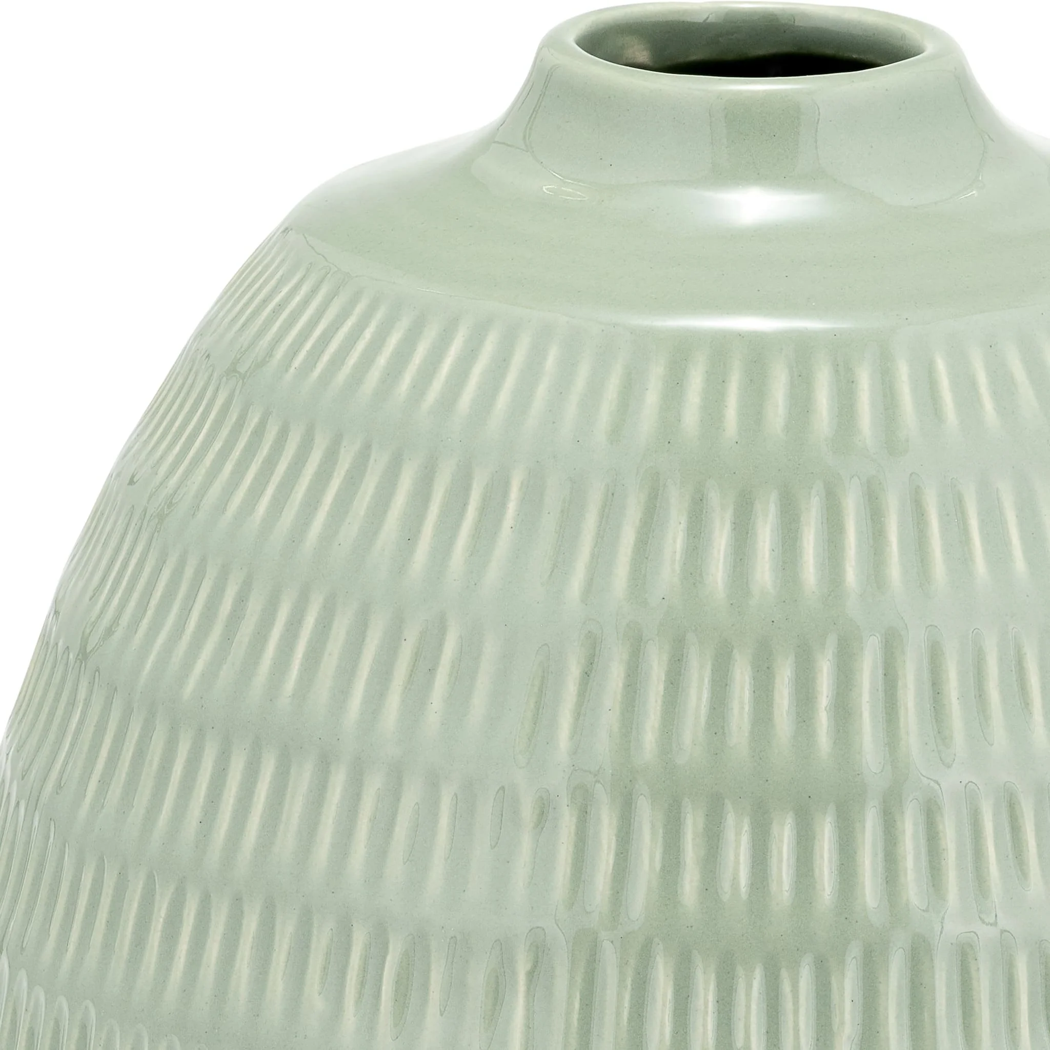 Cer,7",stripe Oval Vase,dark Sage - Image 3