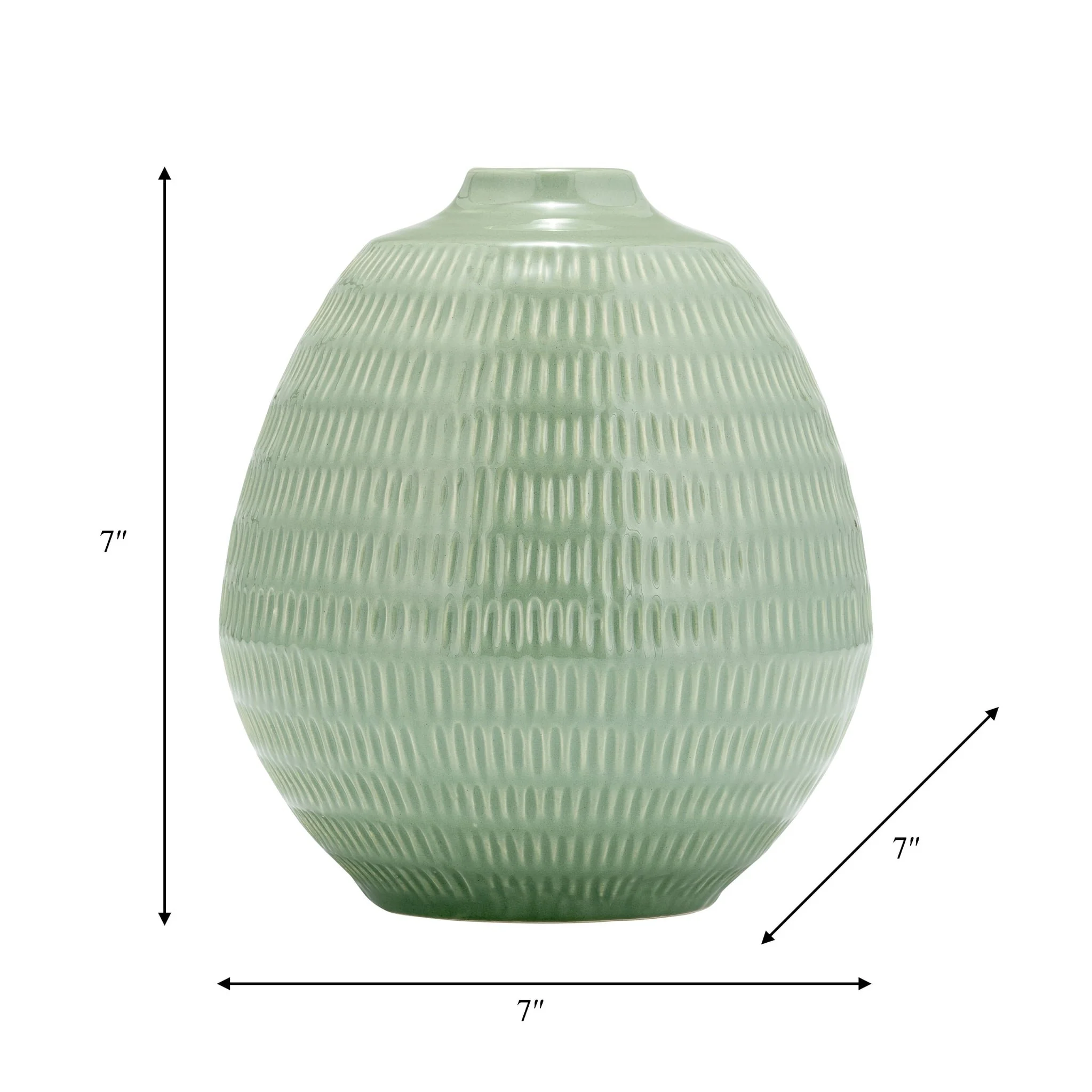 Cer,7",stripe Oval Vase,dark Sage - Image 6