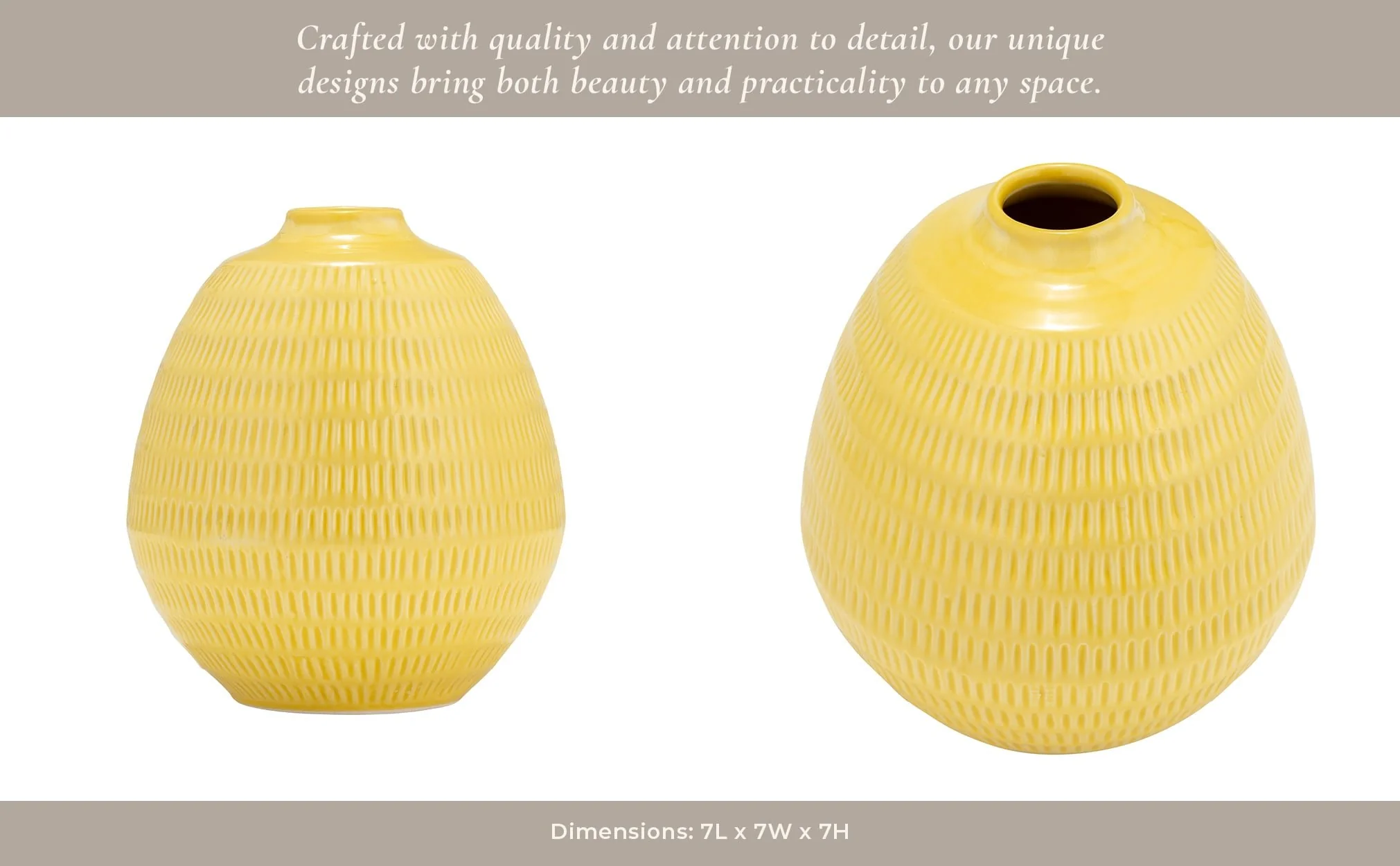 Cer,7",stripe Oval Vase,yellow - Image 15