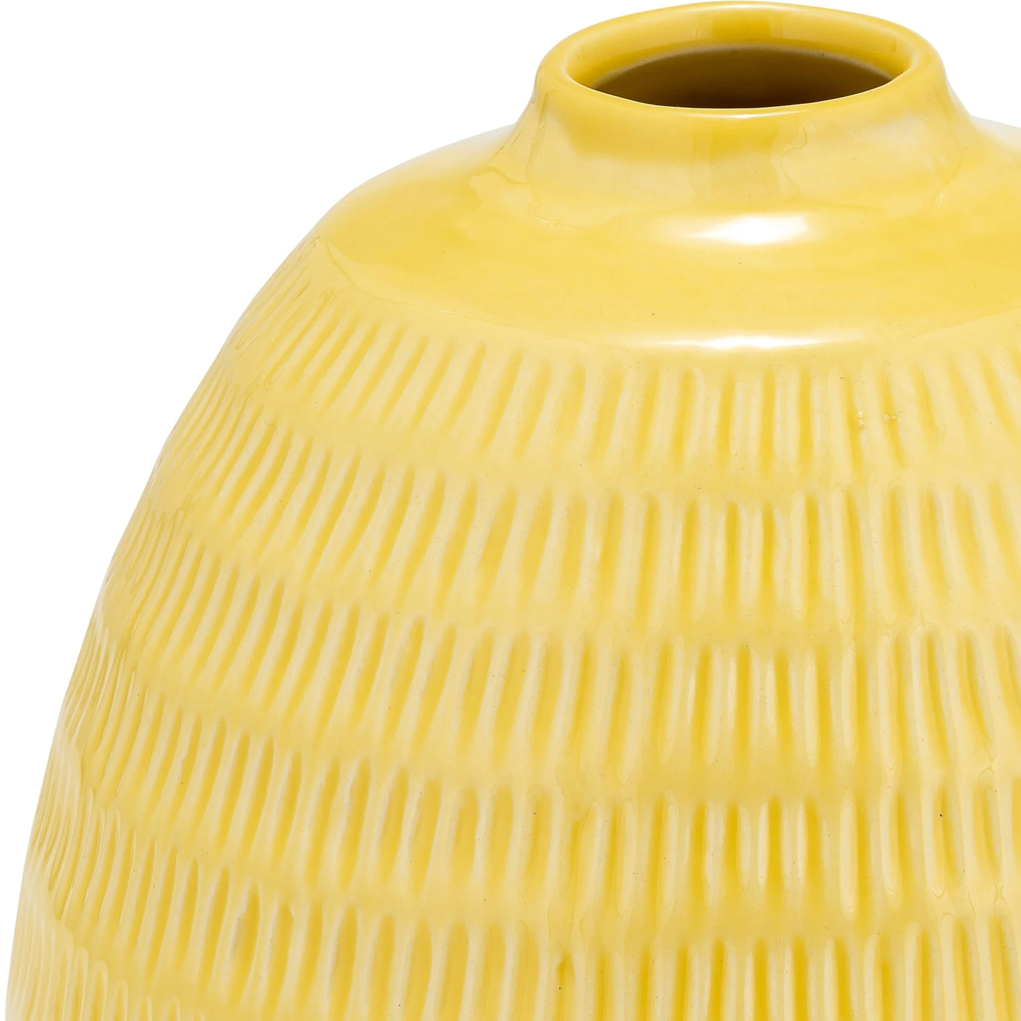 Cer,7",stripe Oval Vase,yellow - Image 4