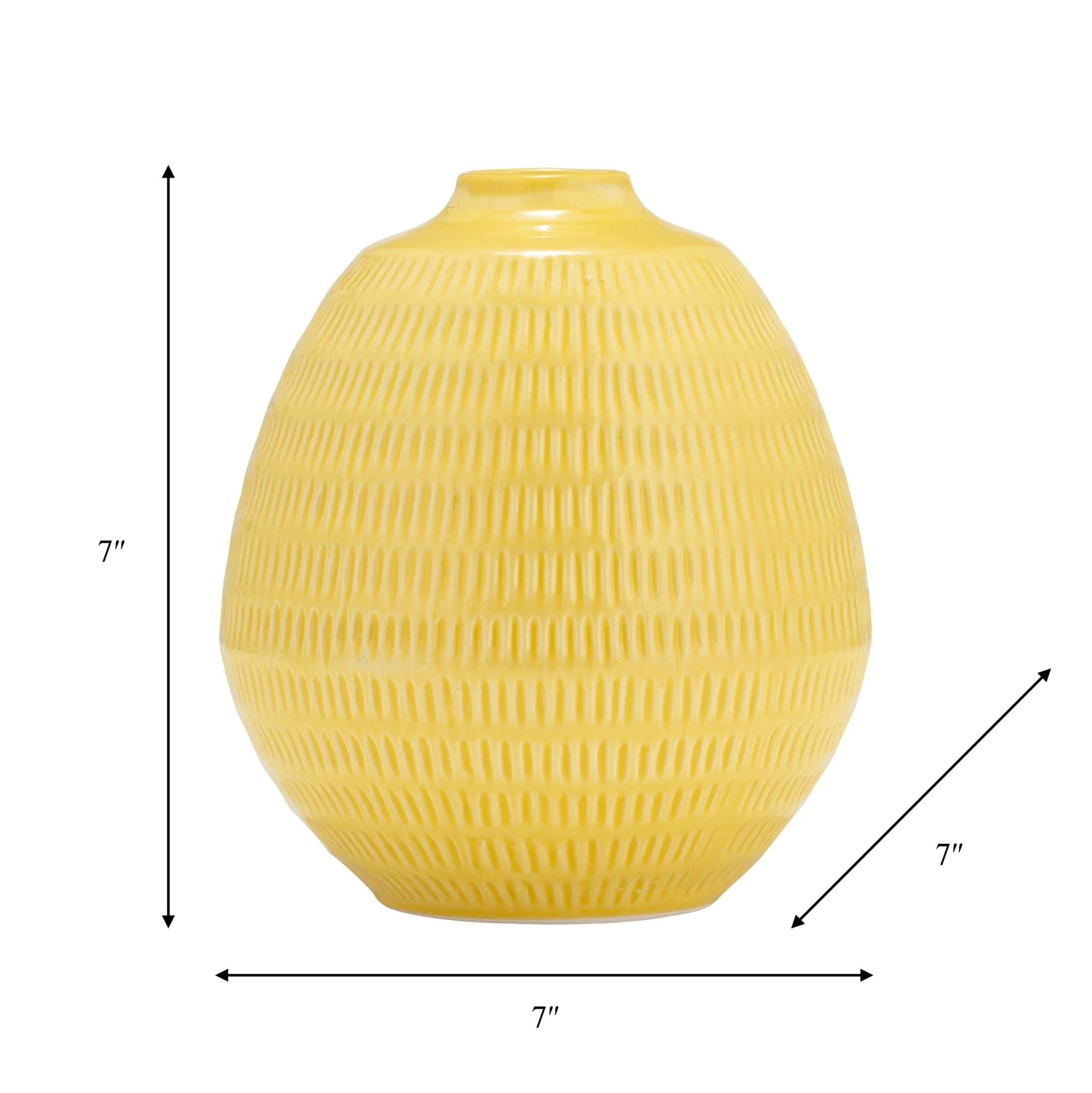 Cer,7",stripe Oval Vase,yellow - Image 9